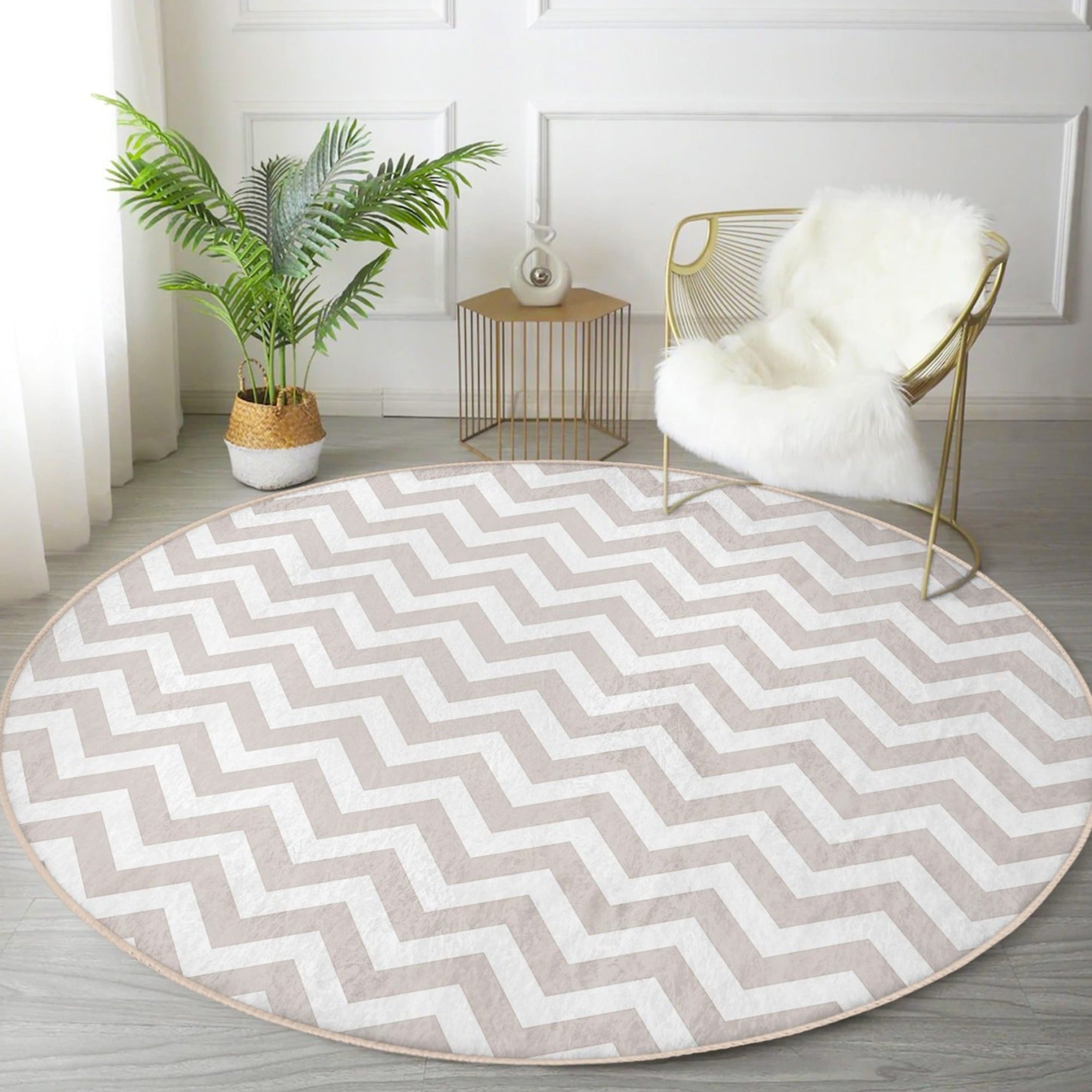 Round Washable Bedroom Rug