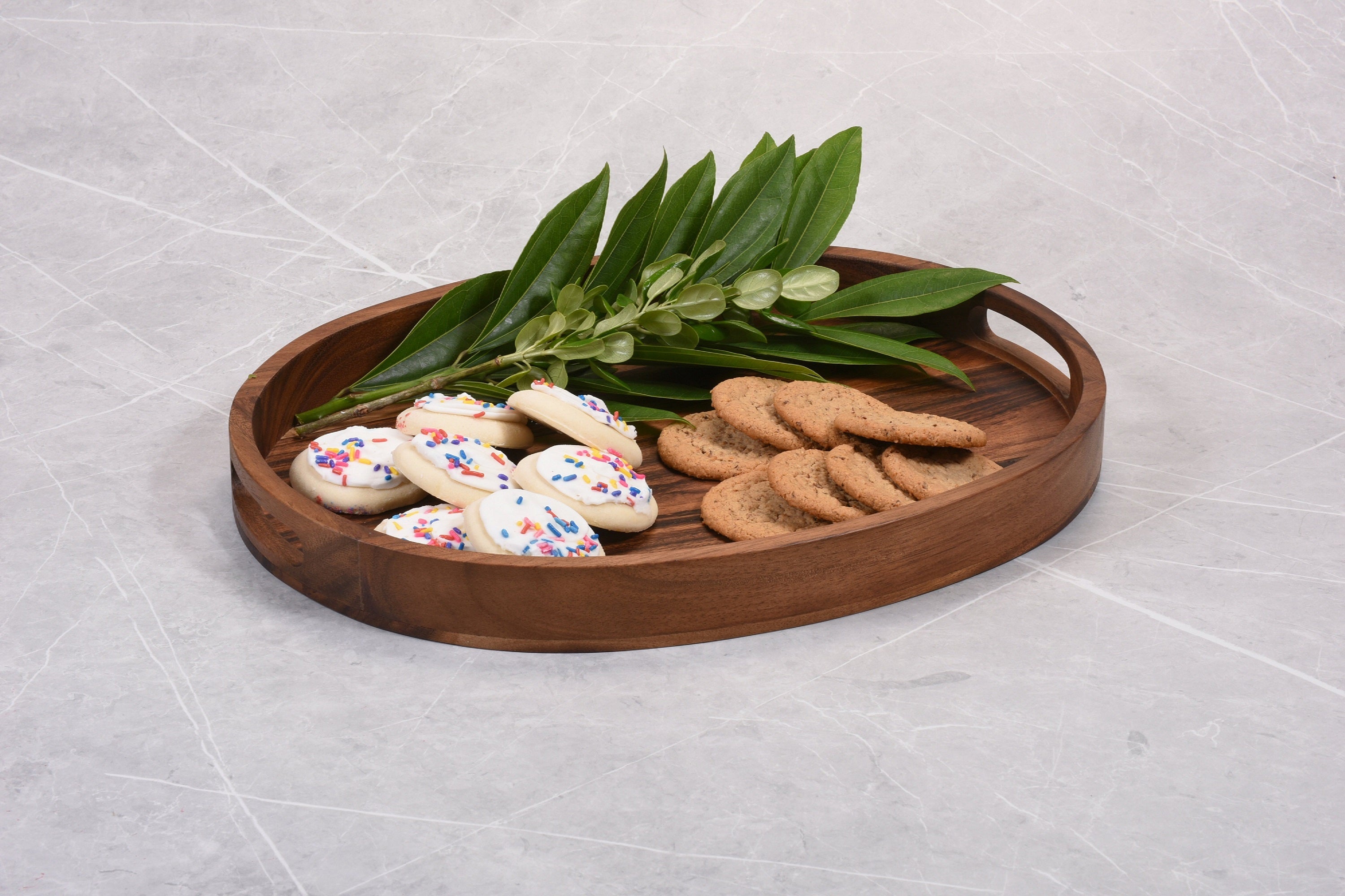 Acacia Wood Oval Decorative Display Tray