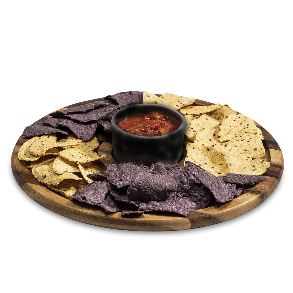 Acacia Wood Accent Display Set with Ceramic Bowl