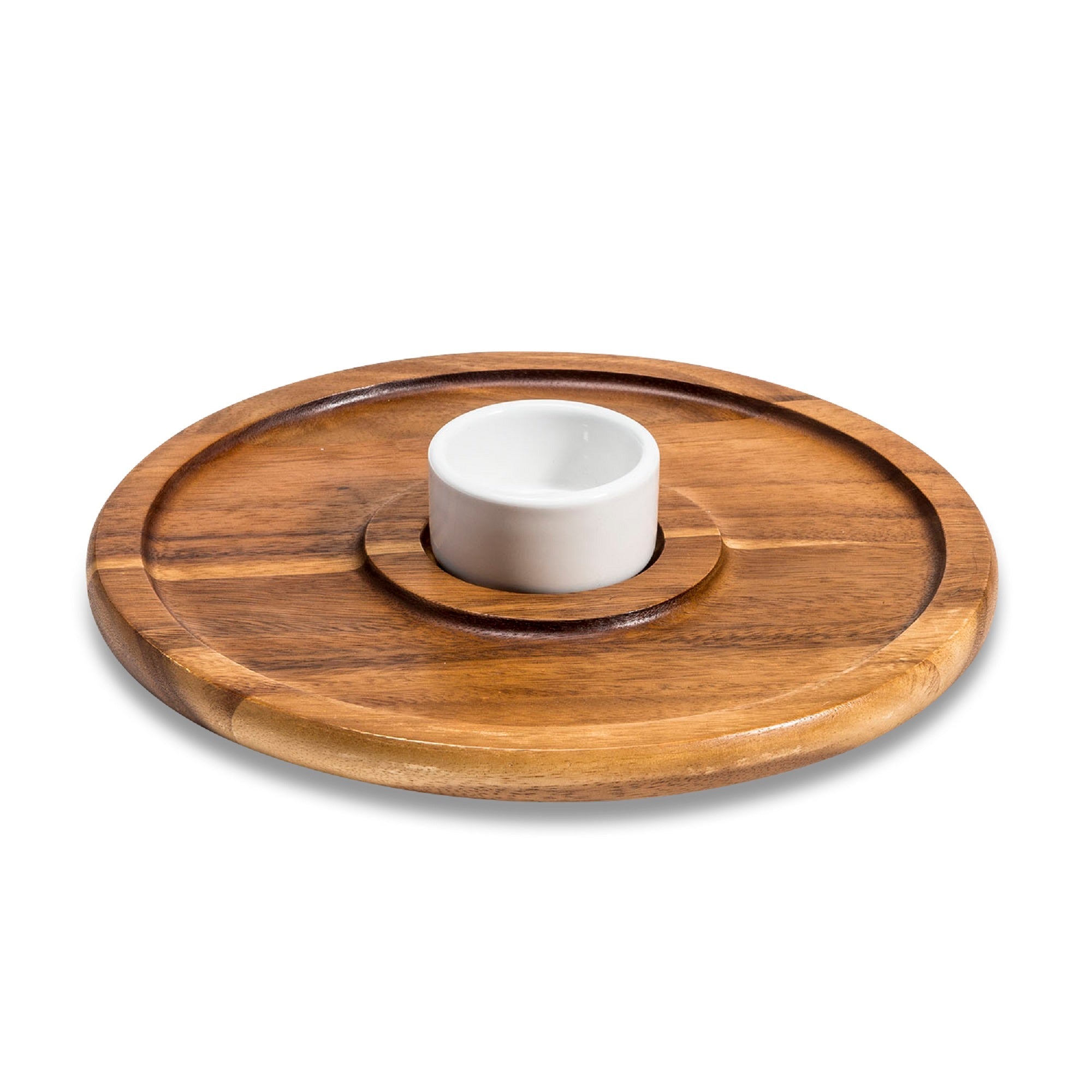 Acacia Wood Accent Display Set with Ceramic Bowl