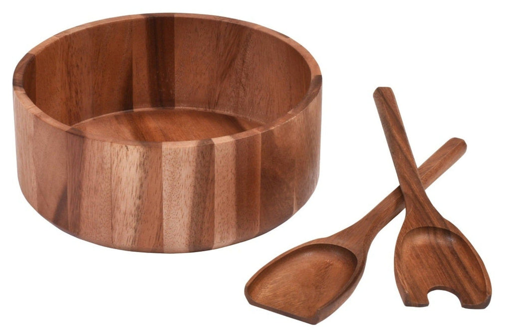 Acacia Wood Large Centerpiece Bowl with Servers