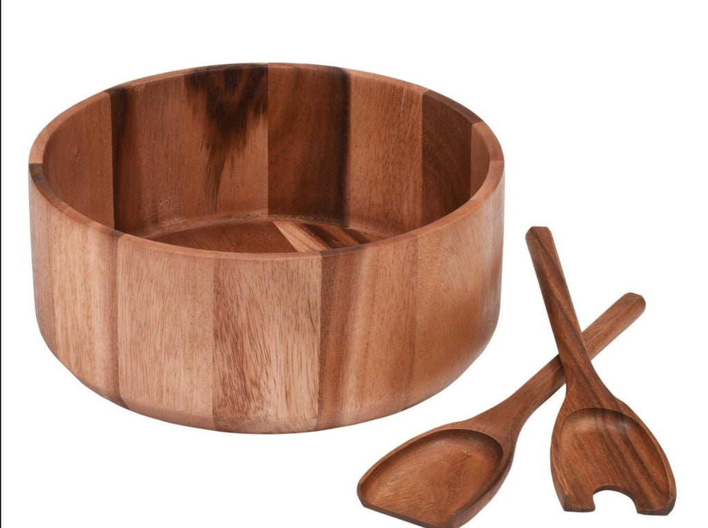 Acacia Wood Extra Large Centerpiece Bowl with Servers