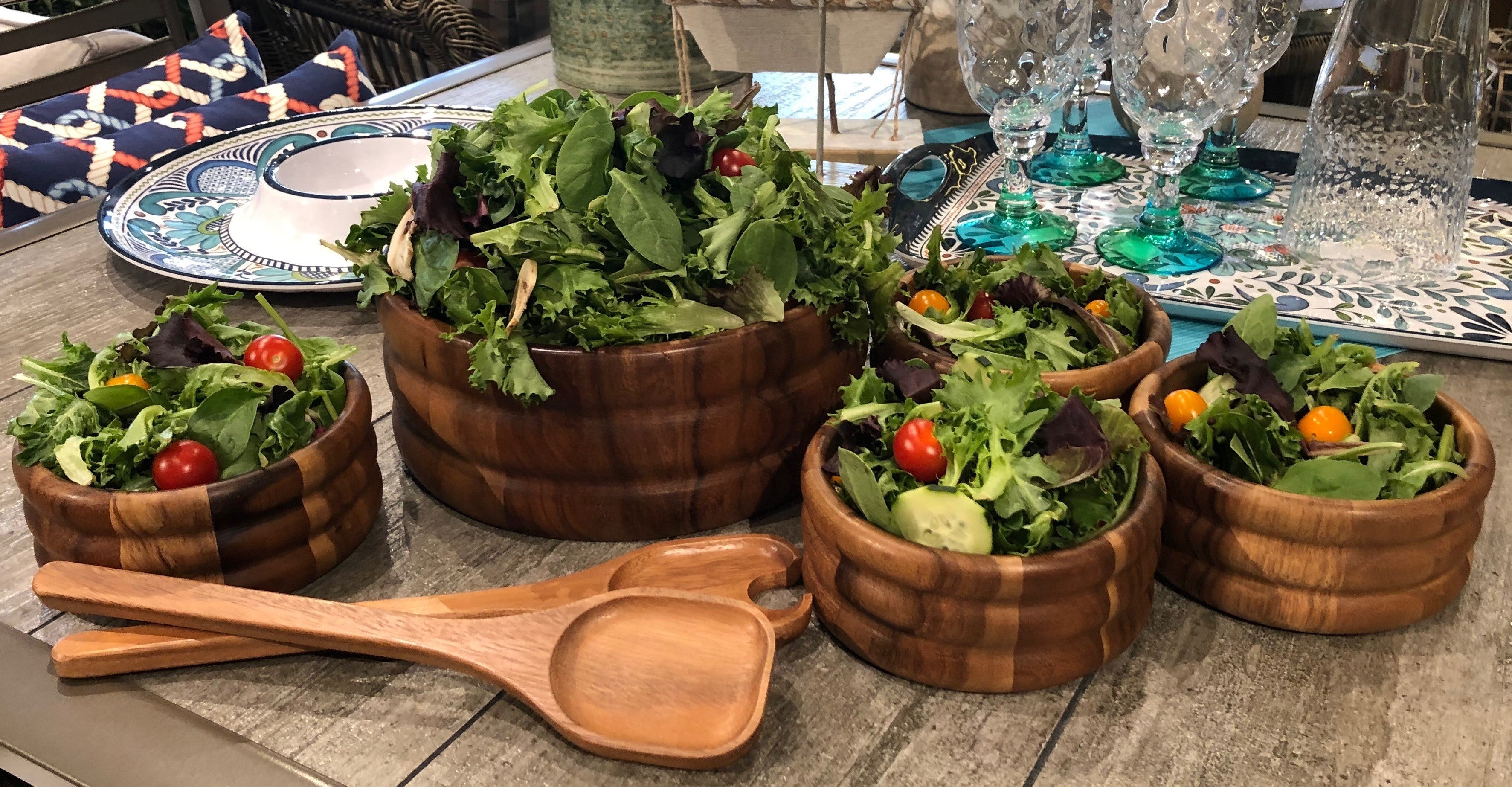 Acacia Wood Centerpiece Bowl Collection – 7 Piece