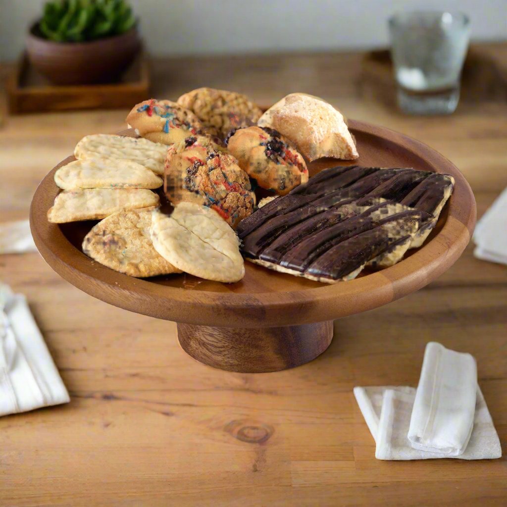 Acacia Wood Pedestal Display Stand – Large