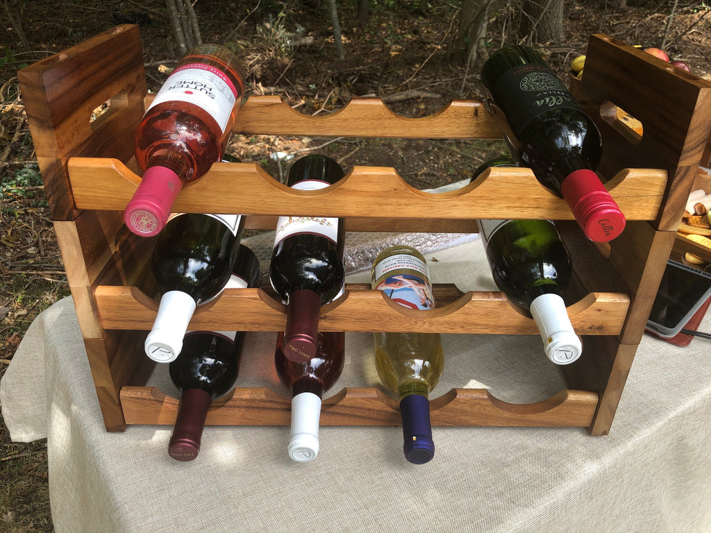 Acacia Wood Stackable Wine Display Rack