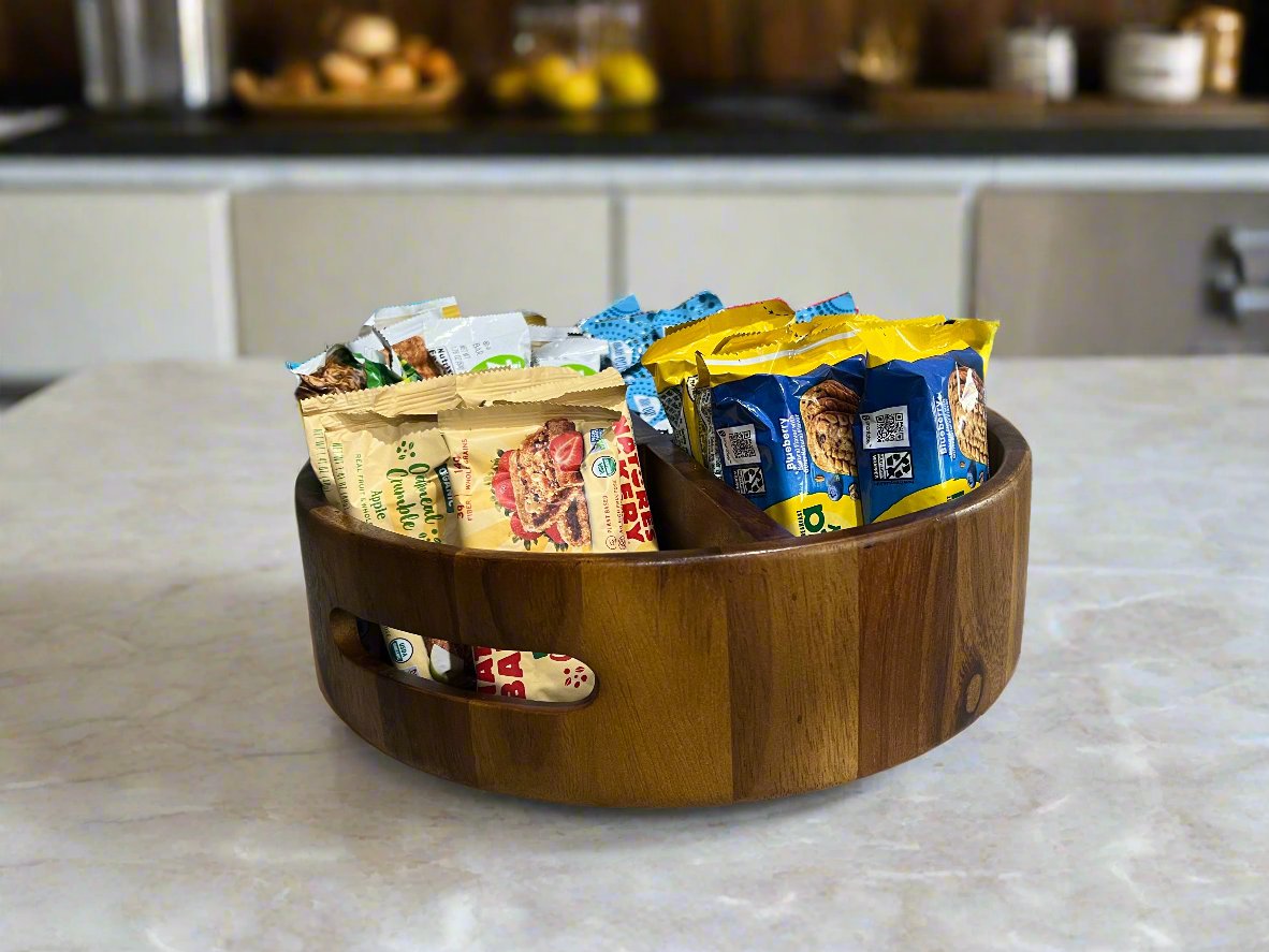 Acacia Wood Rotating Centerpiece Display Tray