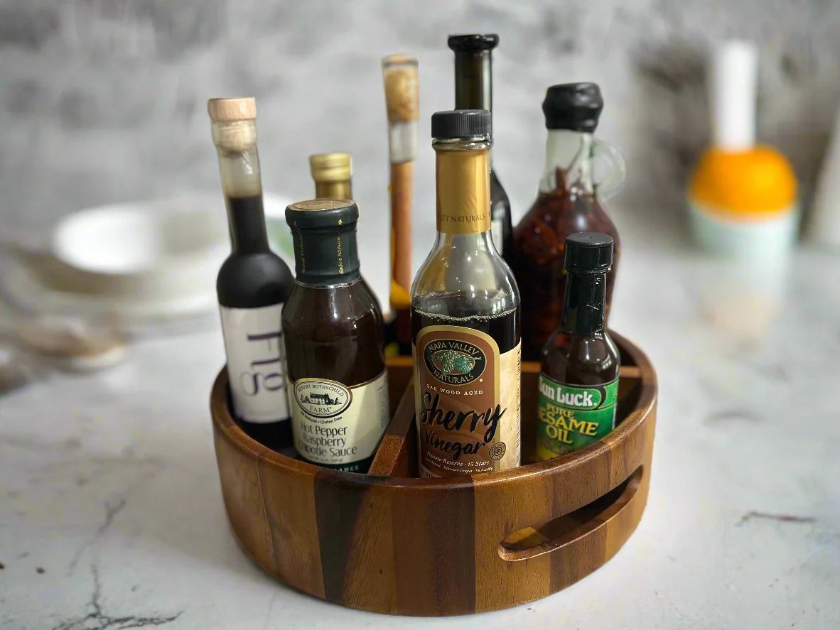 Acacia Wood Rotating Centerpiece Display Tray