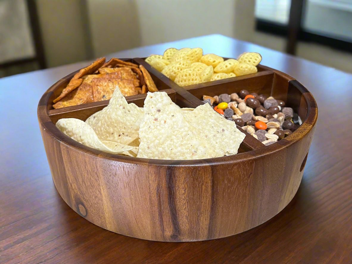 Acacia Wood Rotating Centerpiece Display Tray
