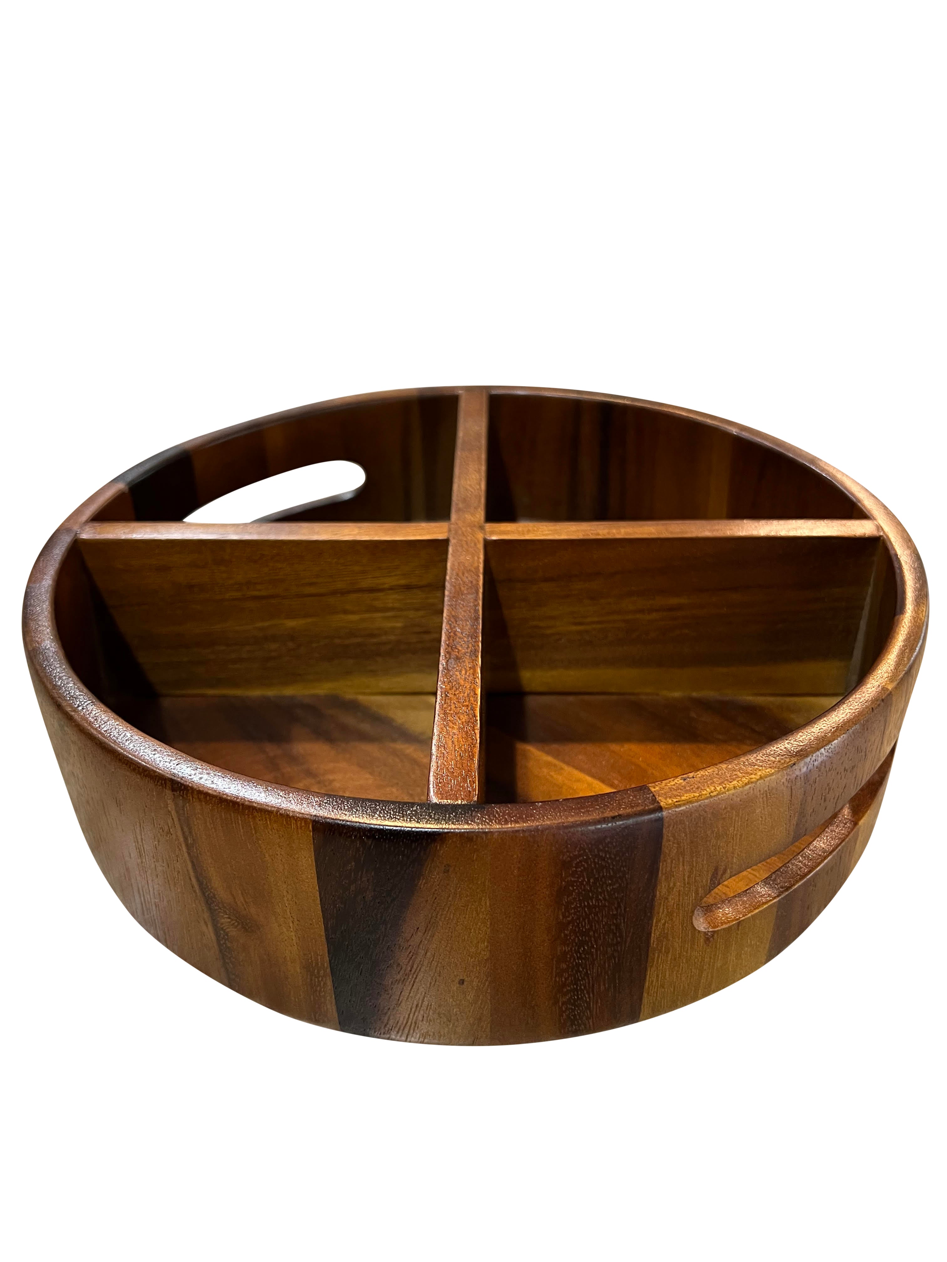 Acacia Wood Rotating Centerpiece Display Tray