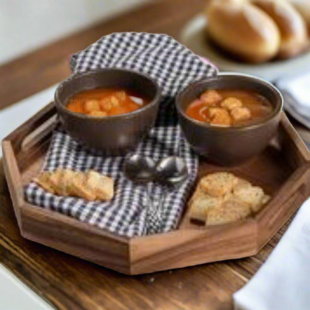 Acacia Wood Octagon Decorative Display Tray