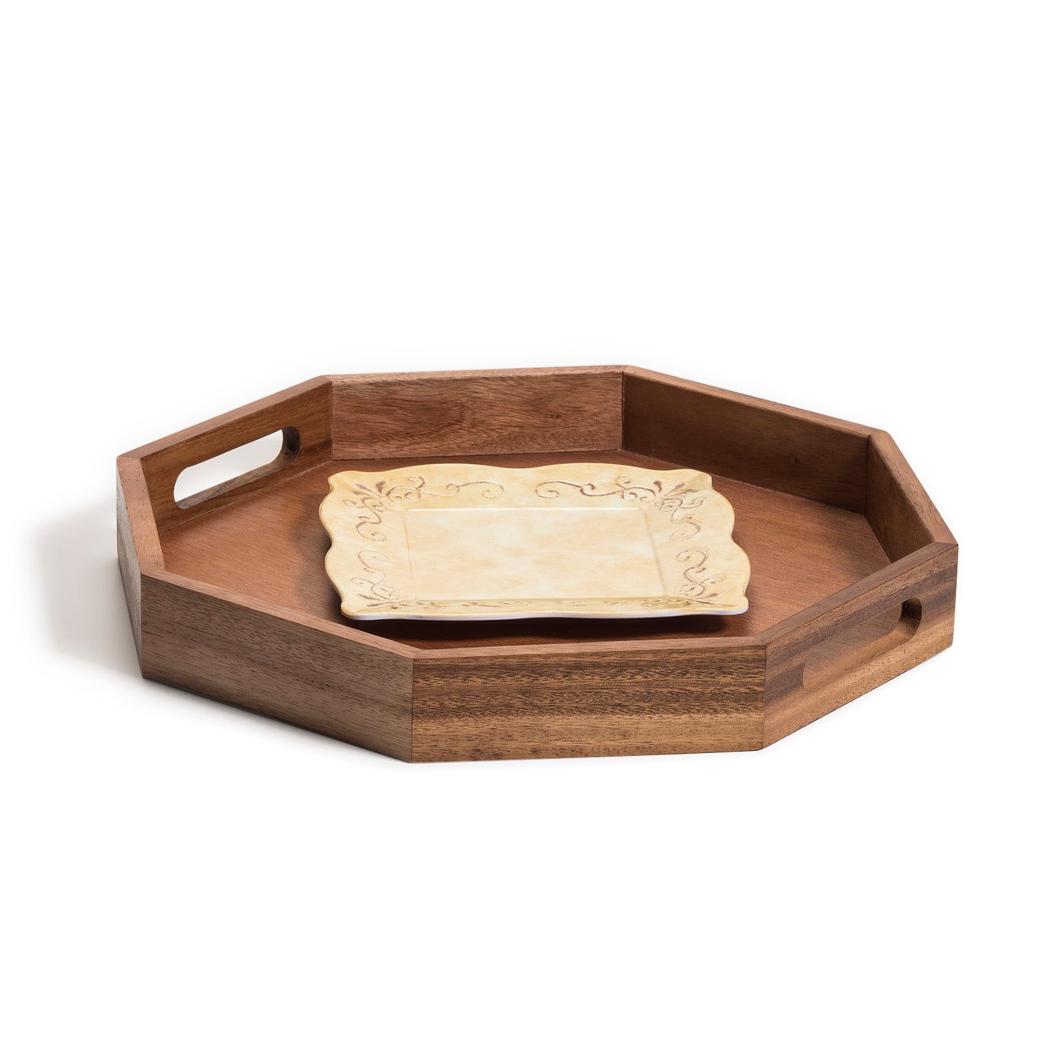 Acacia Wood Octagon Decorative Display Tray