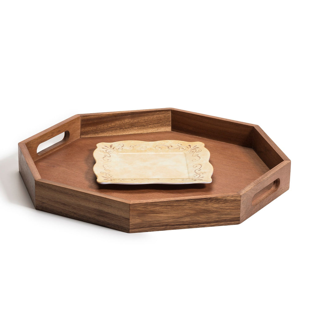 Acacia Wood Octagon Decorative Display Tray