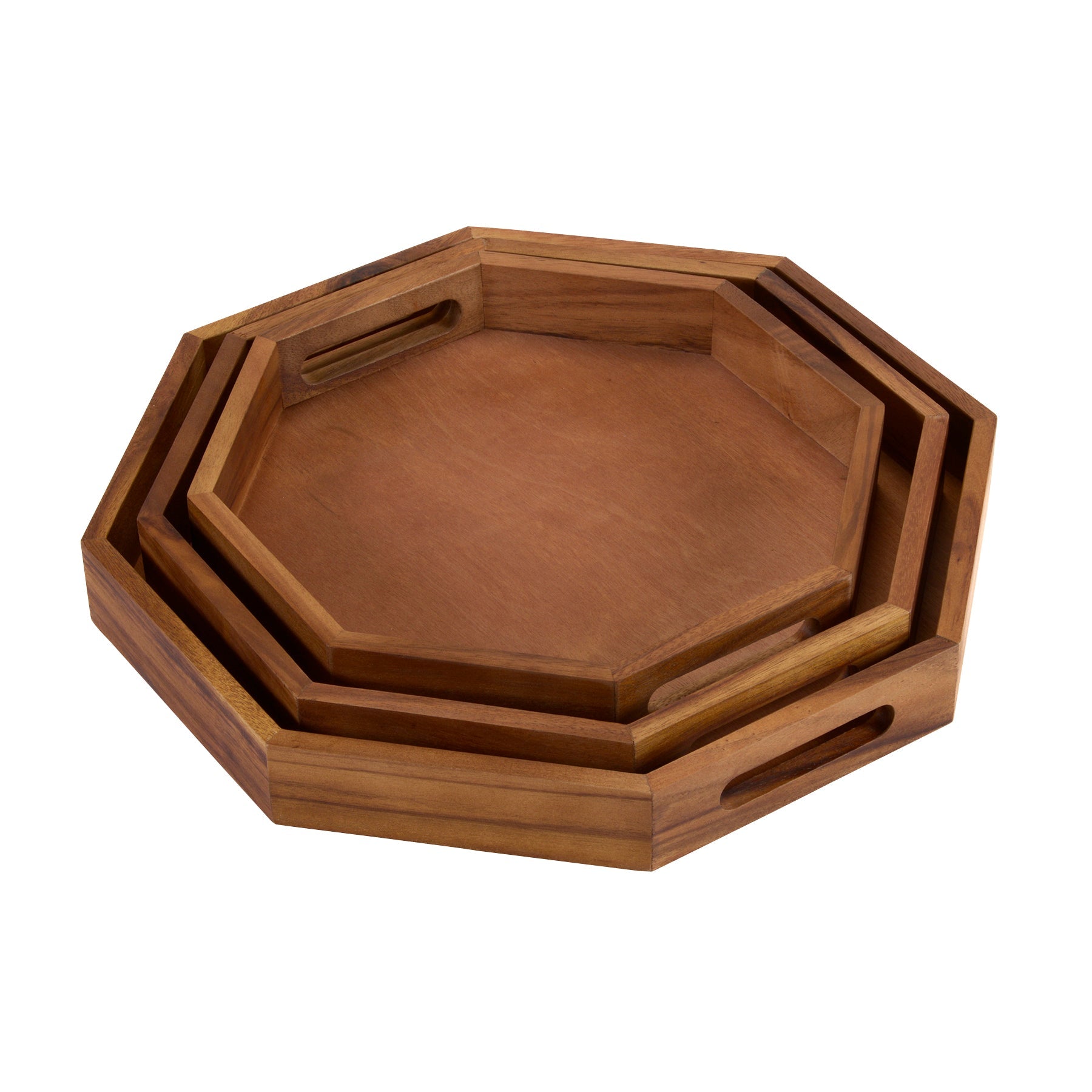 Acacia Wood Octagon Decorative Display Tray