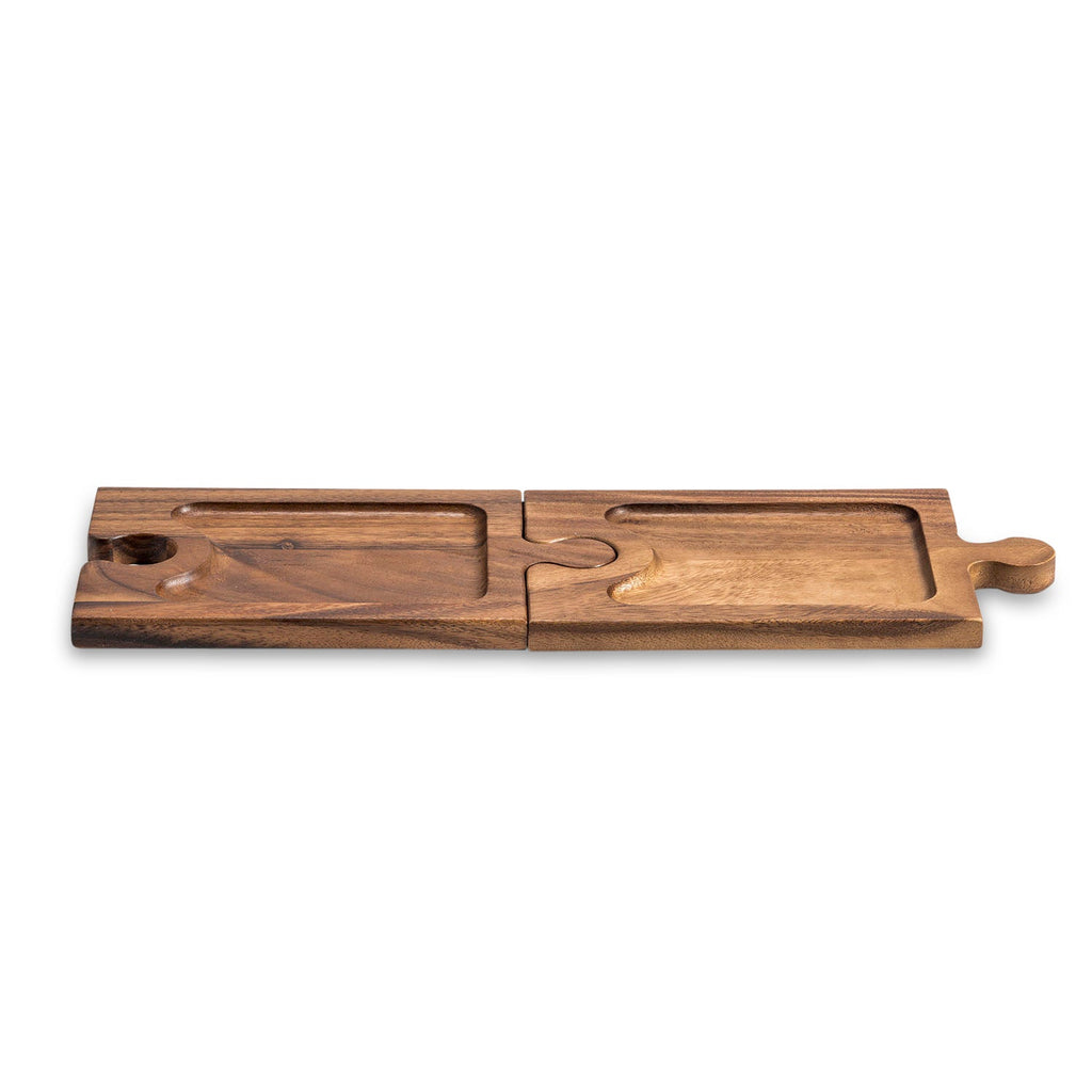 Acacia Wood Puzzle Charcuterie & Wine Glass Display