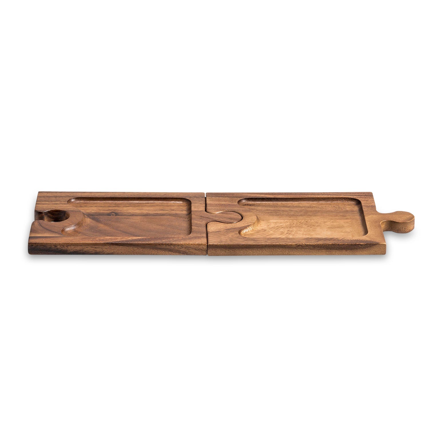 Acacia Wood Puzzle Charcuterie & Wine Glass Display