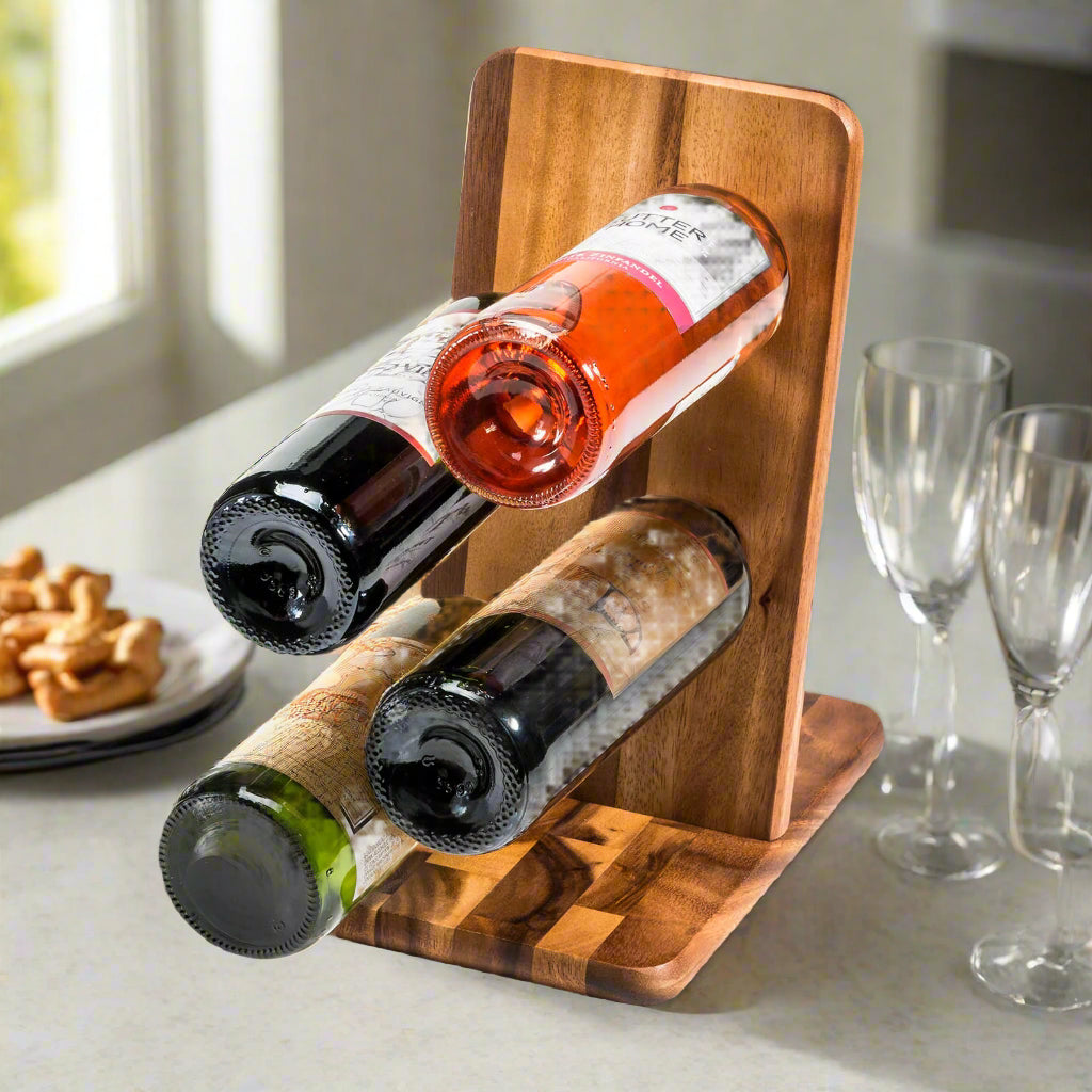 Acacia Wood Floating Wine Bottle Display
