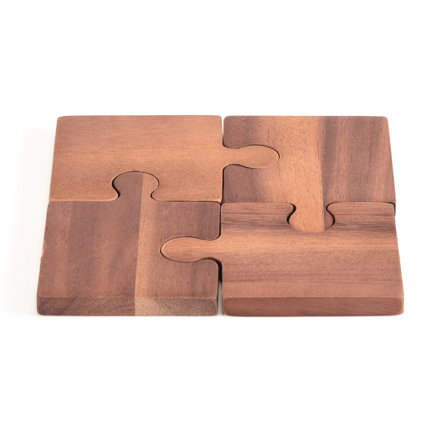 Acacia Wood Puzzle Piece Coasters – Set of 4