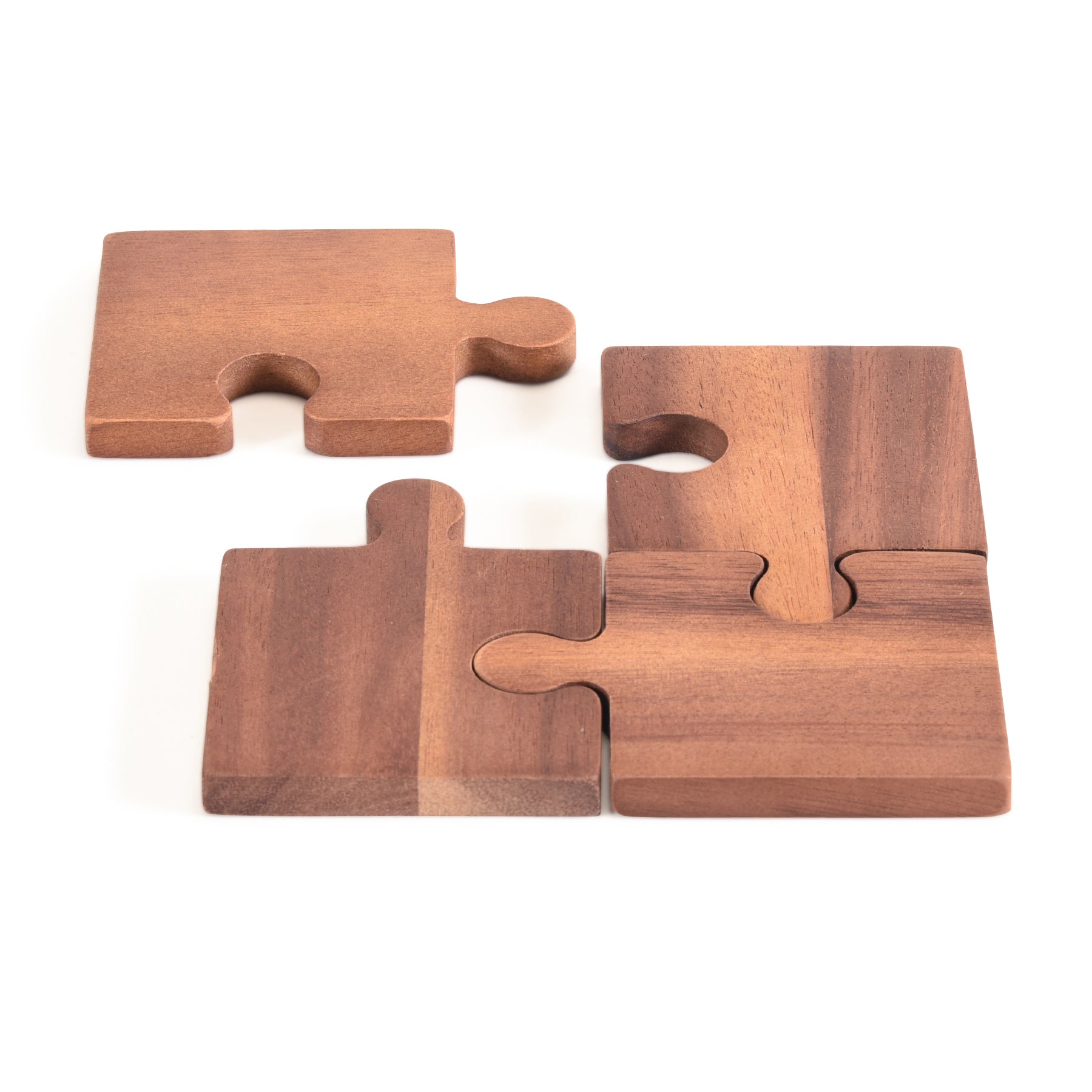 Acacia Wood Puzzle Piece Coasters – Set of 4