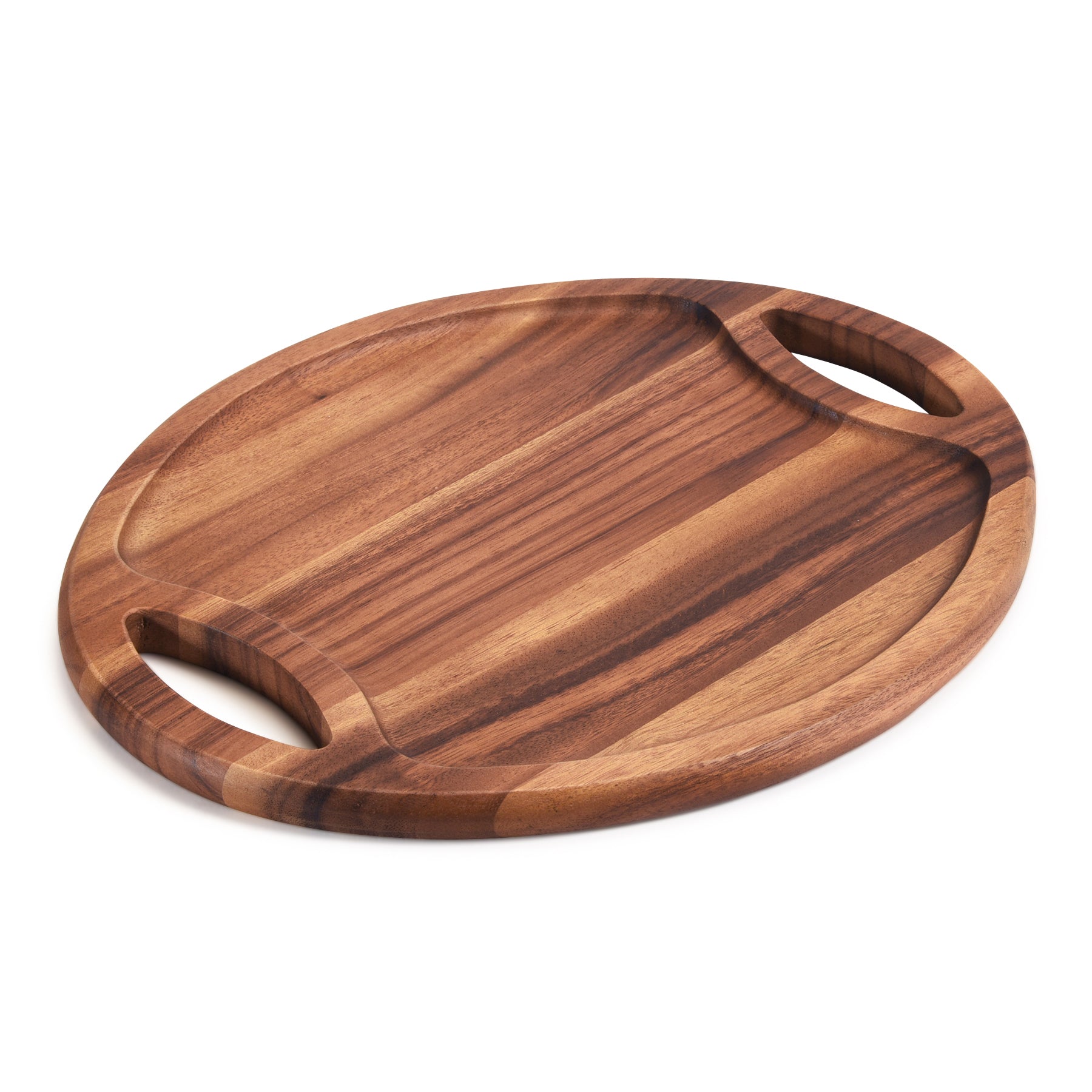 Acacia Wood Oval Display Tray with Handles