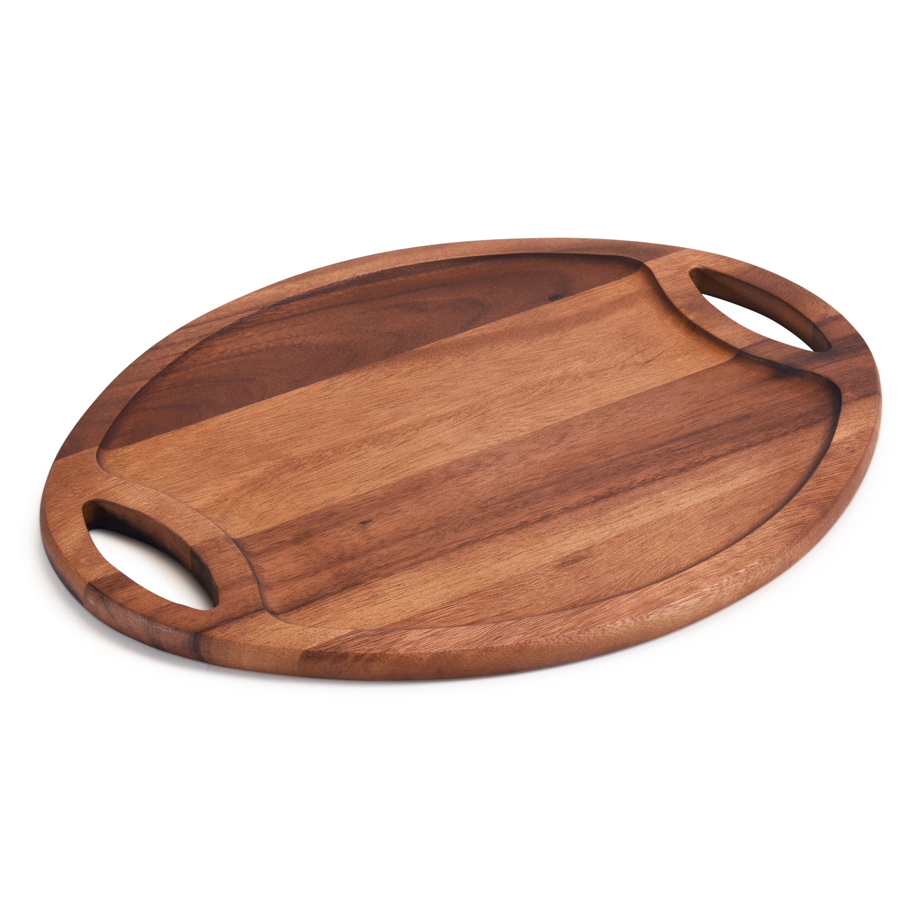 Acacia Wood Oval Display Tray with Handles