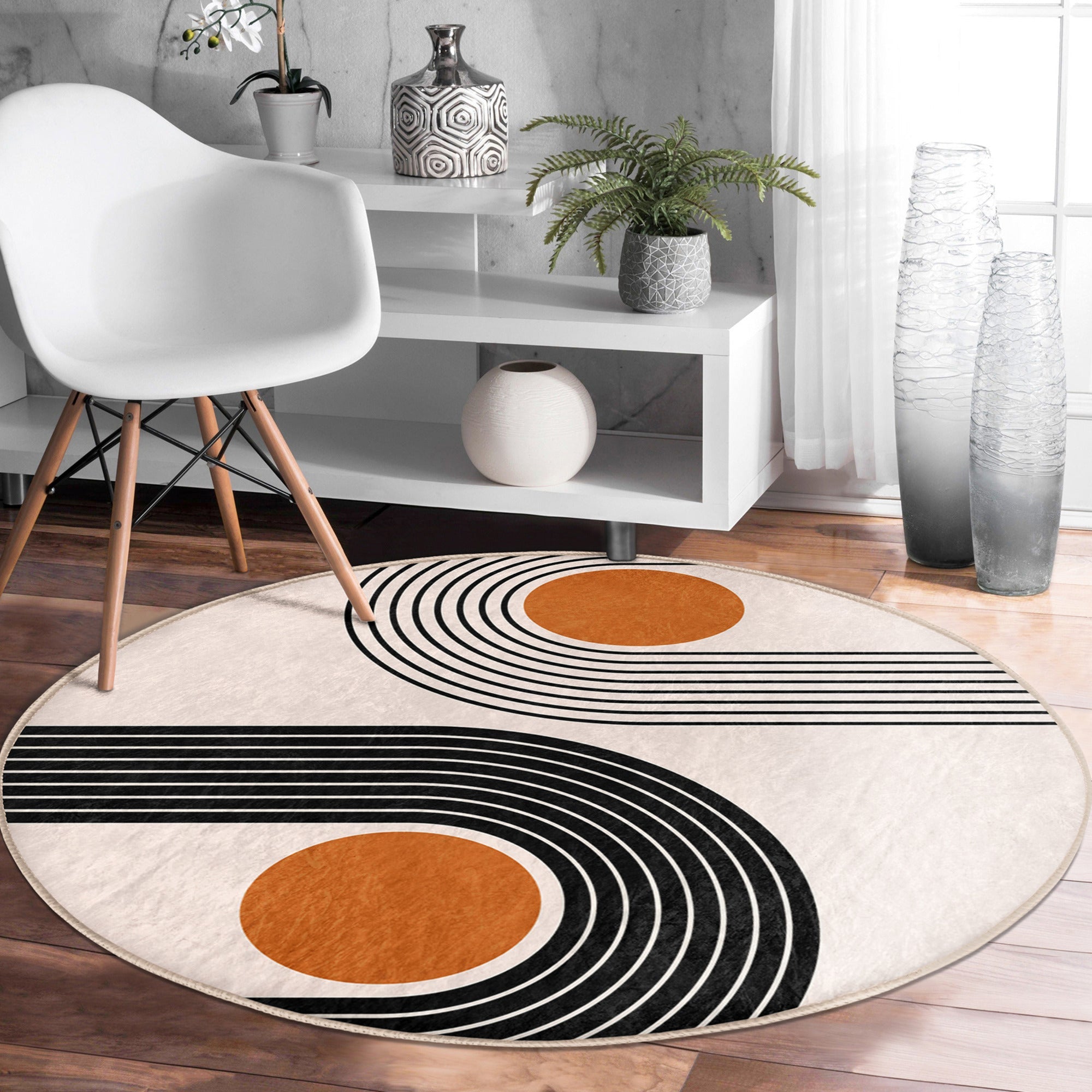 Abstract Round Living Room Rug