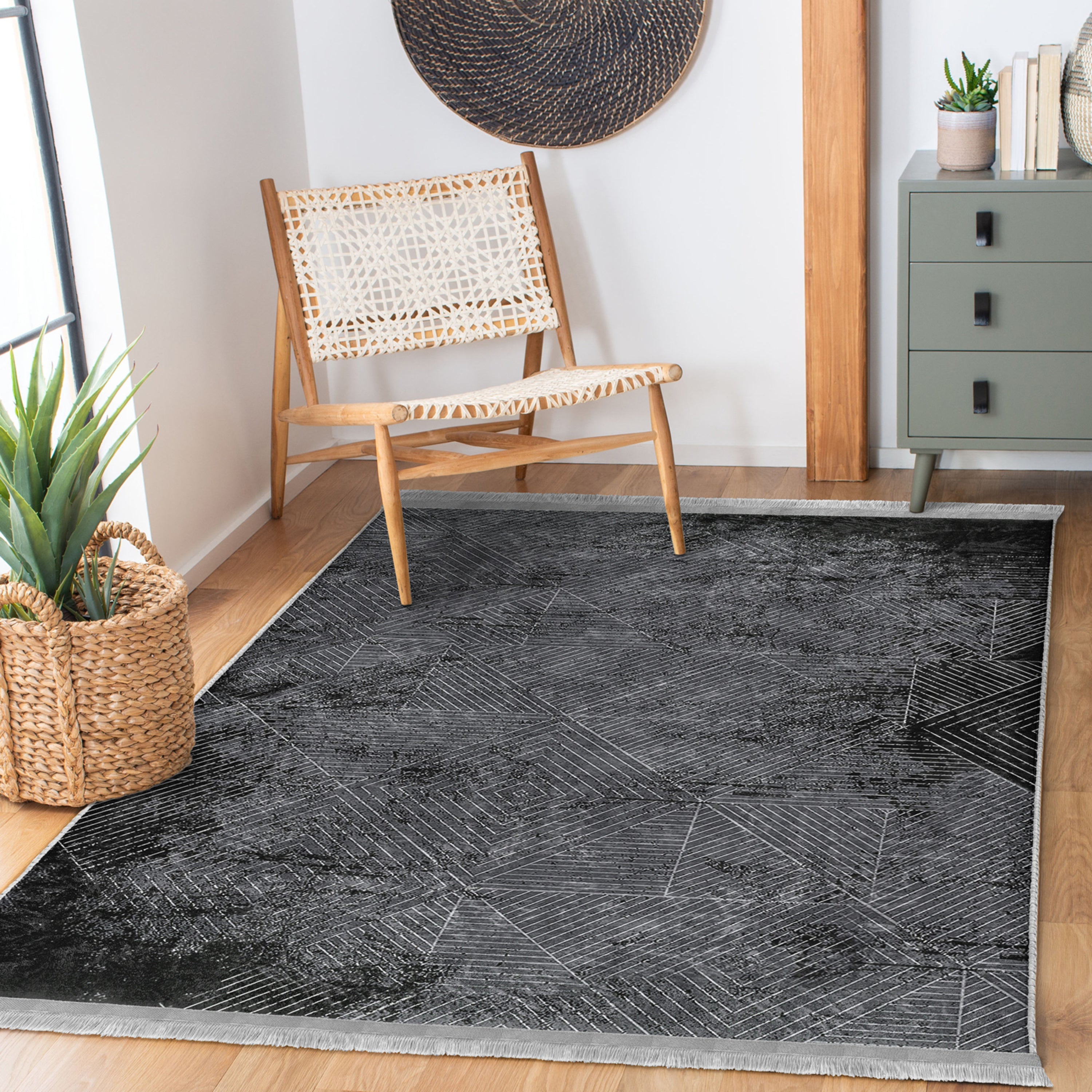 Geometric Pattern Washable Area Rug