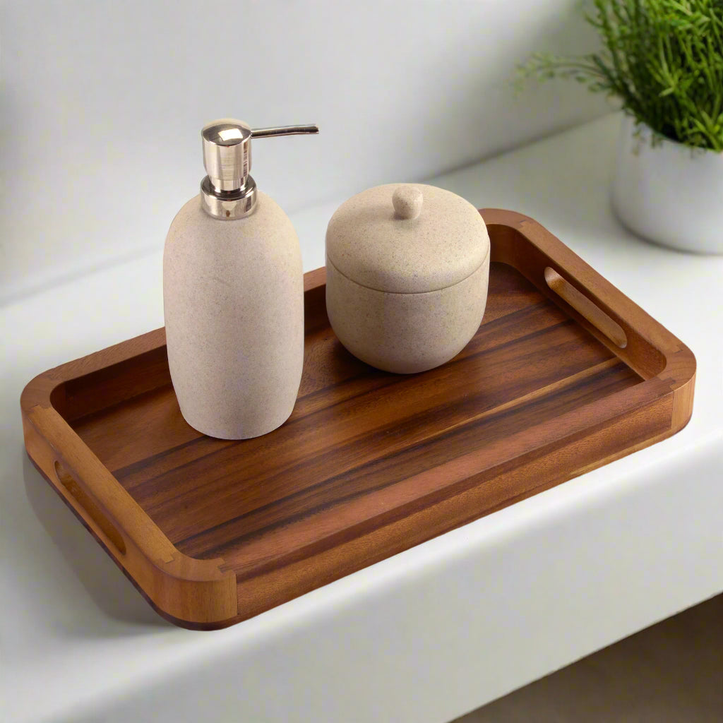 Acacia Wood Rectangular Decorative Tray