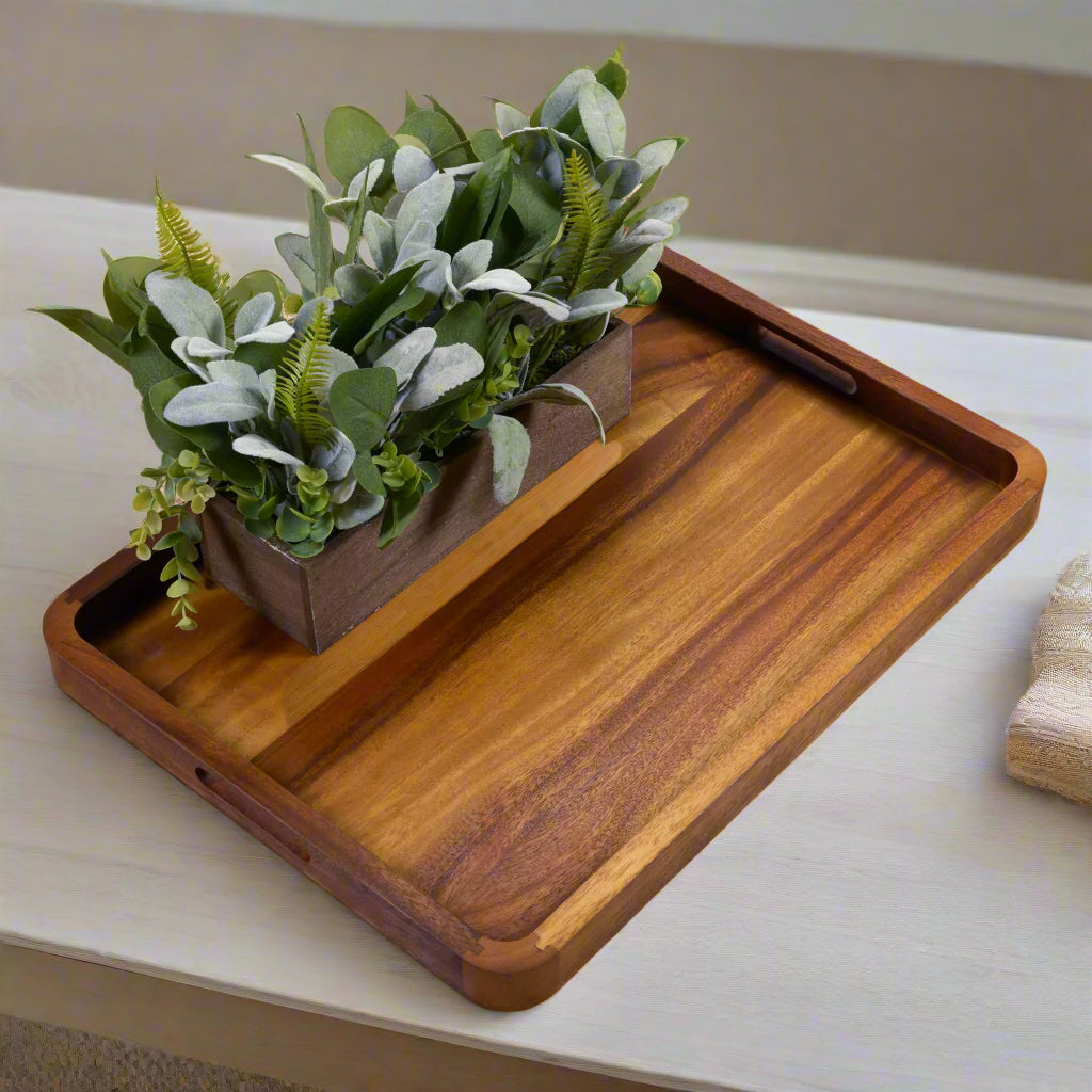 Acacia Wood Rectangular Decorative Tray