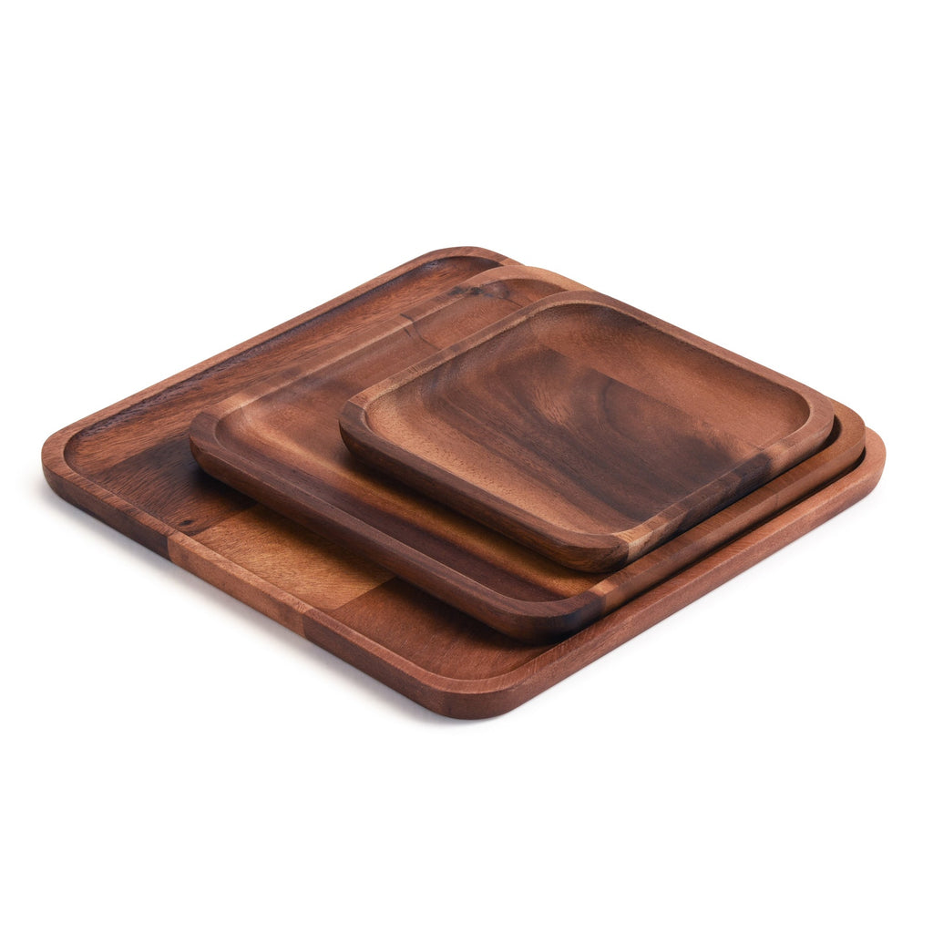 Acacia Wood Decorative Accent Plates – Set of 3