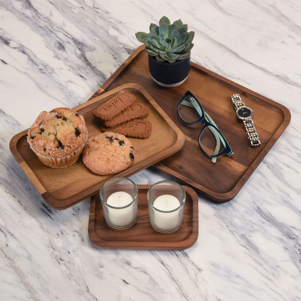 Acacia Wood Decorative Accent Plates – Set of 3