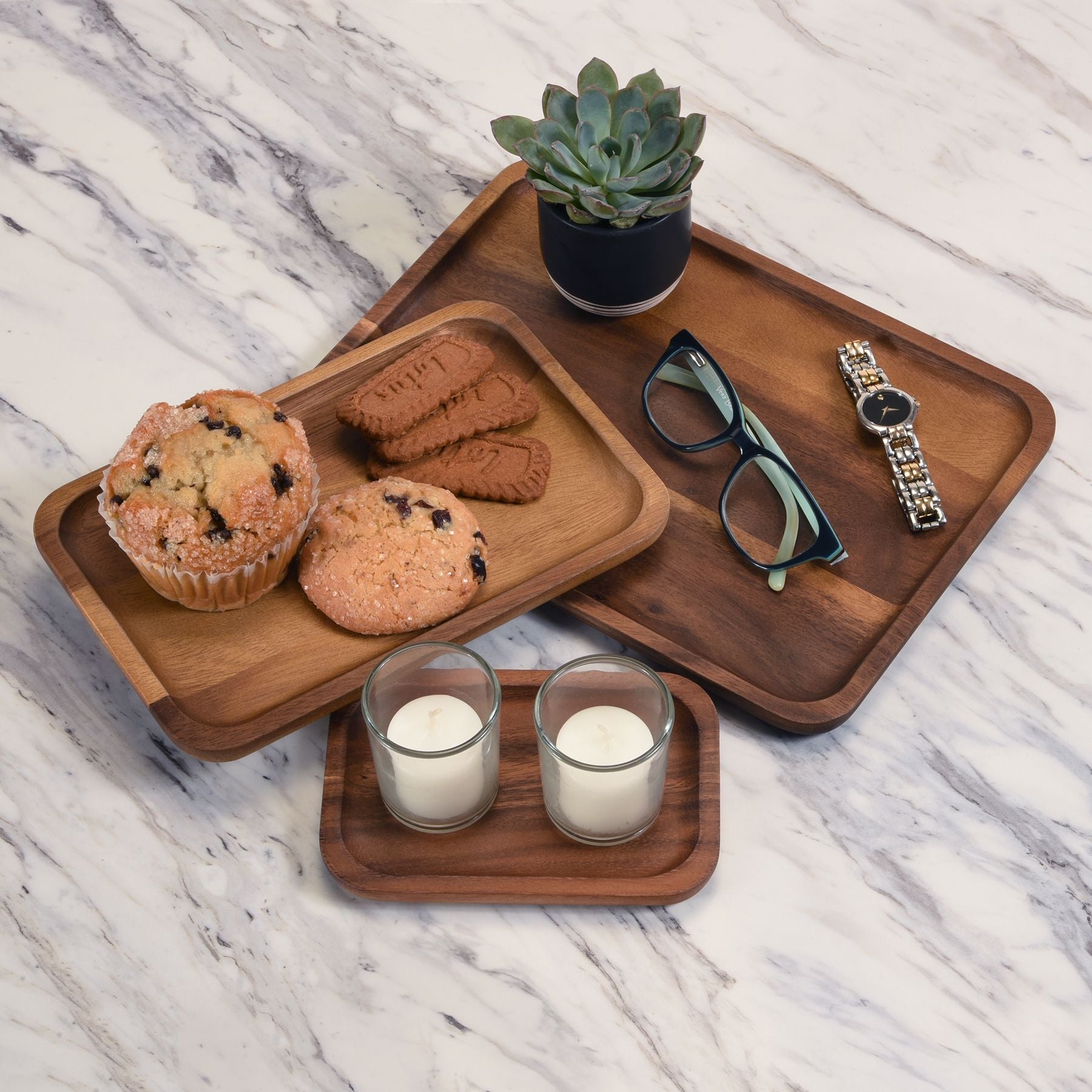 Acacia Wood Decorative Accent Plates – Set of 3