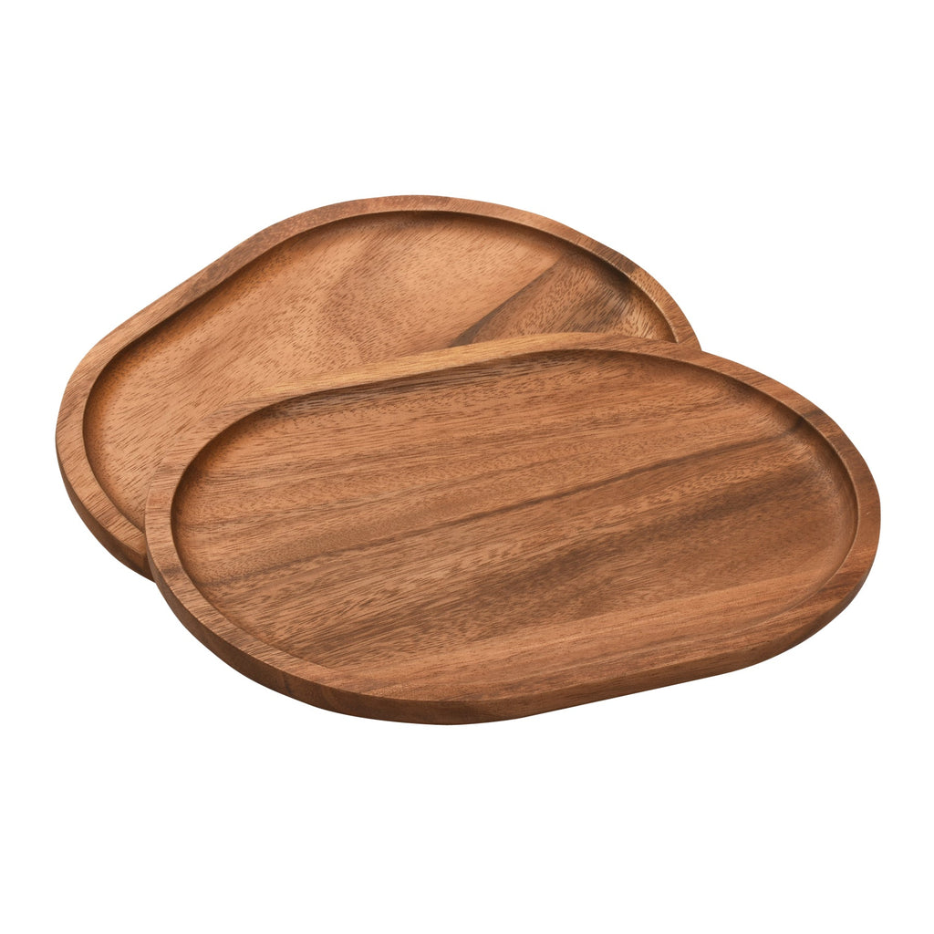 Acacia Wood Oval Decorative Accent Plates