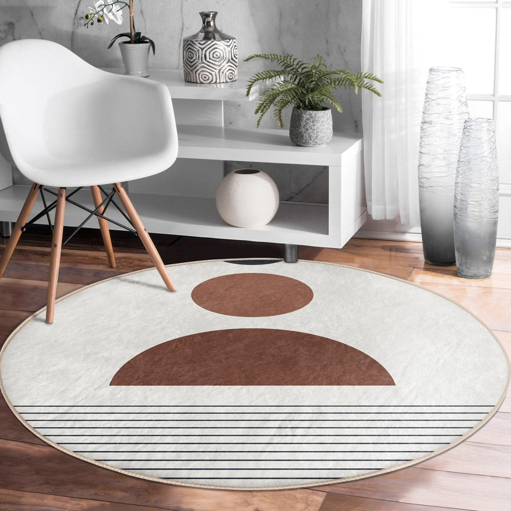 Abstract Geometric Round Rug