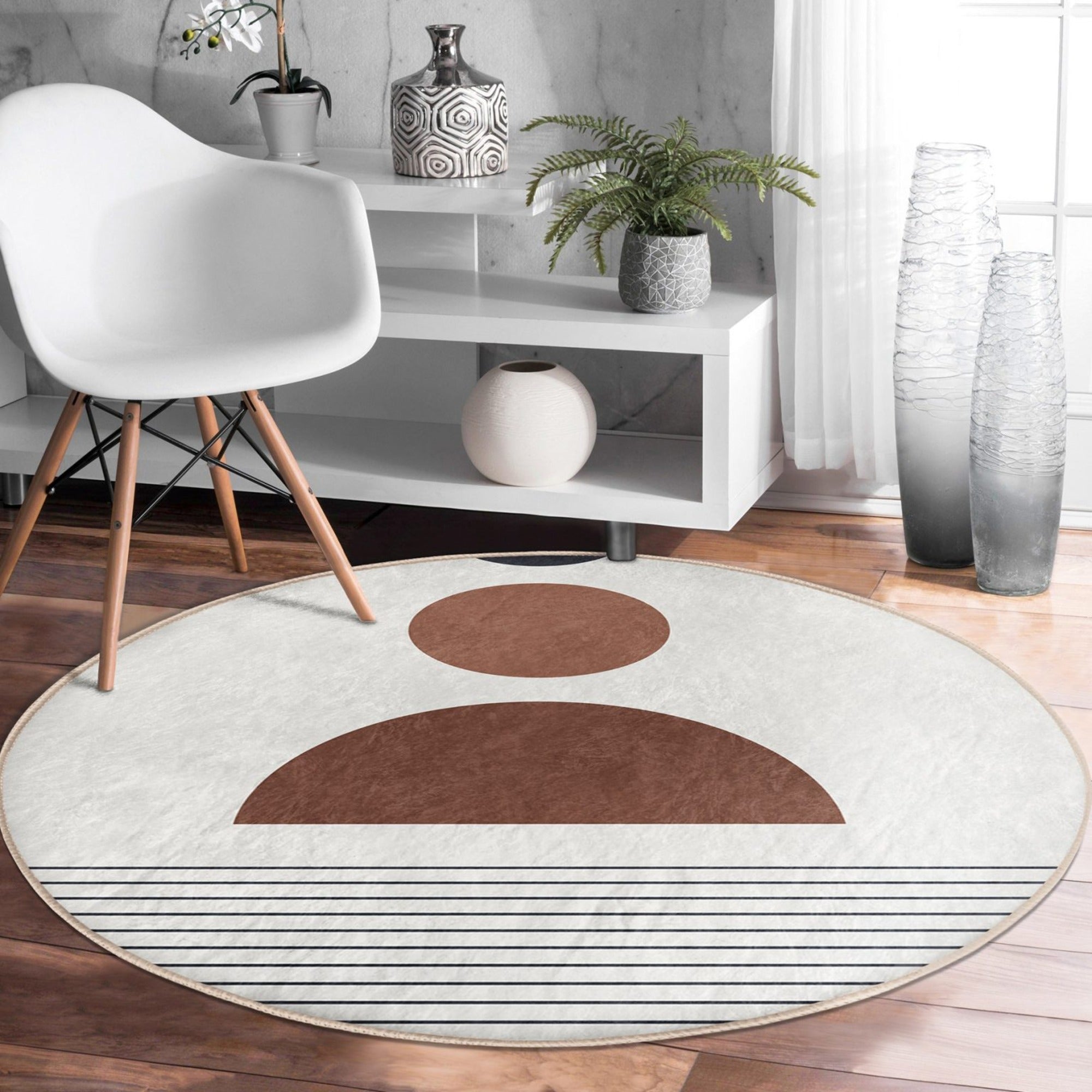Abstract Geometric Round Rug