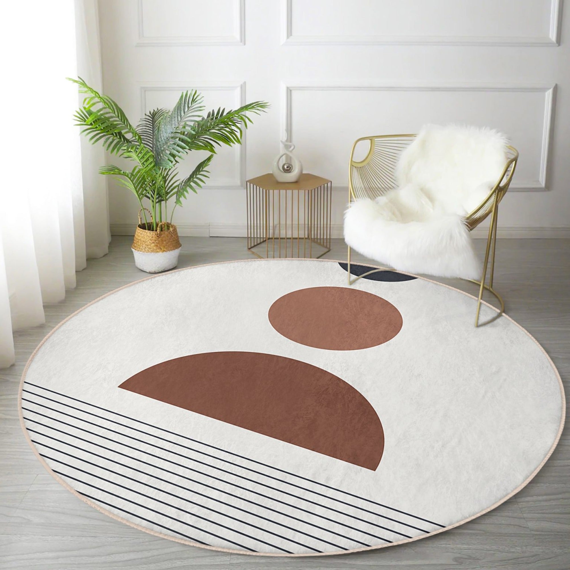 Abstract Geometric Round Rug