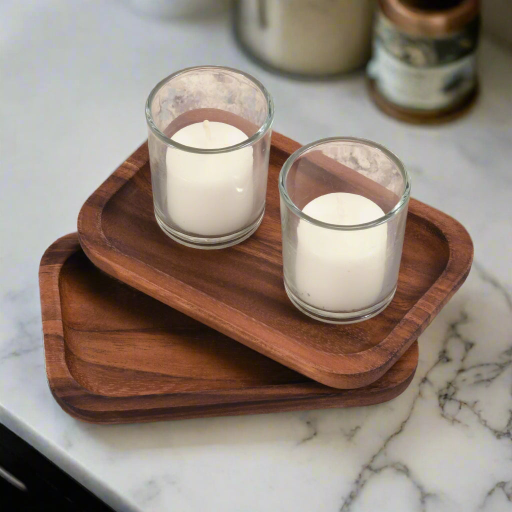 Acacia Wood Rectangular Decorative Accent Plates