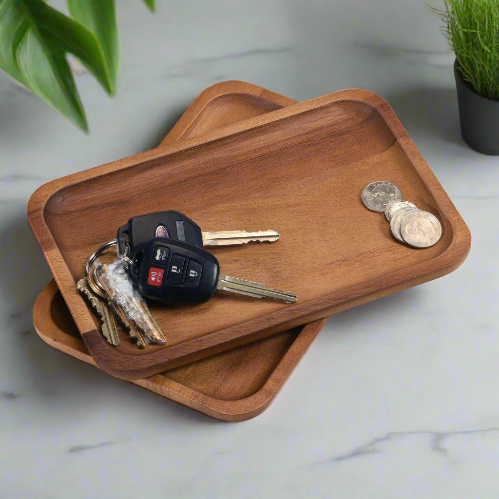 Acacia Wood Rectangular Decorative Accent Plates