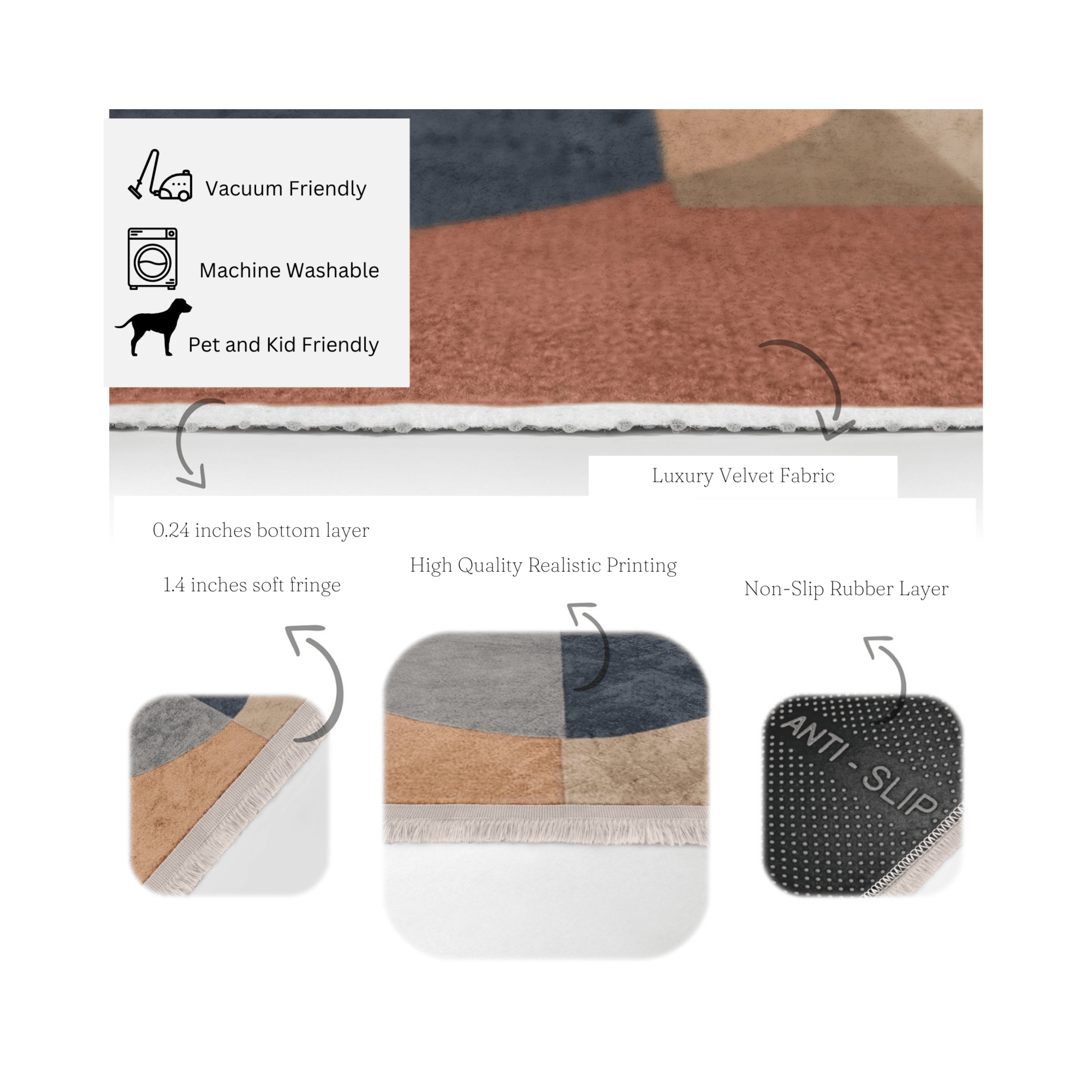 Boho Washable Area Rug