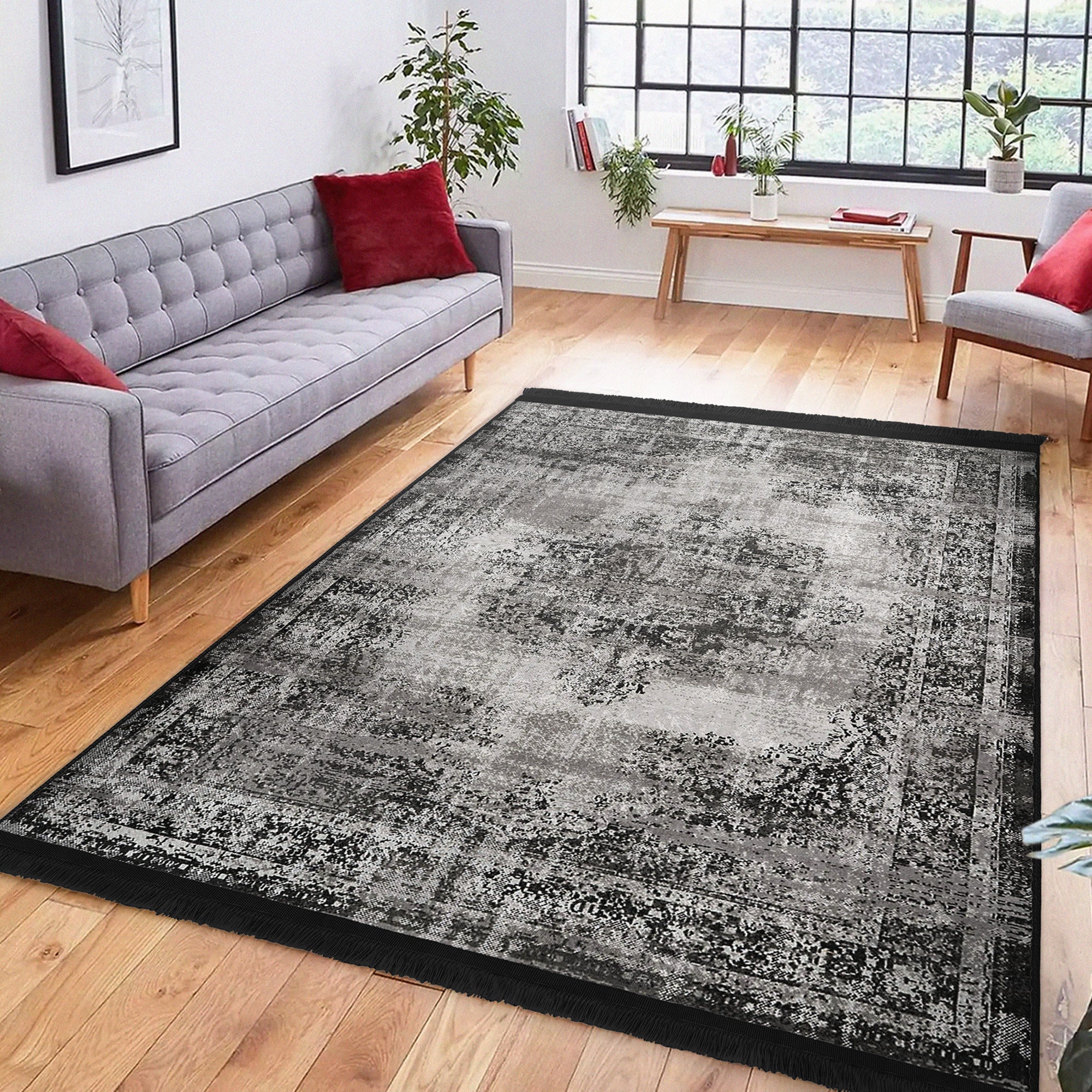 Modern Neutral Washable Area Rug