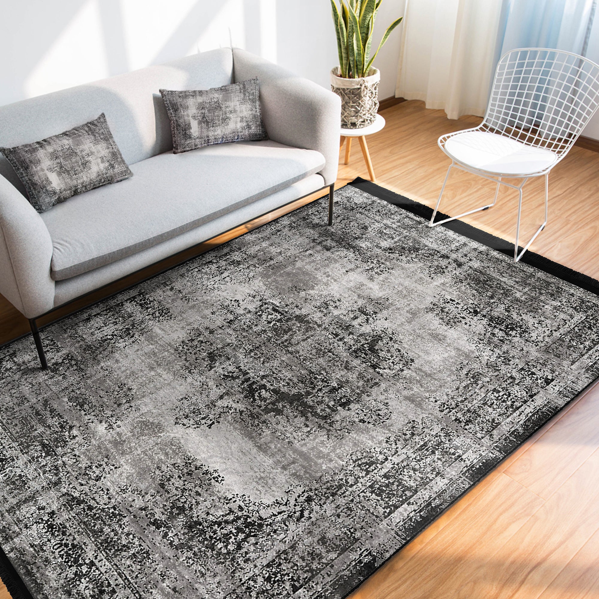 Modern Neutral Washable Area Rug