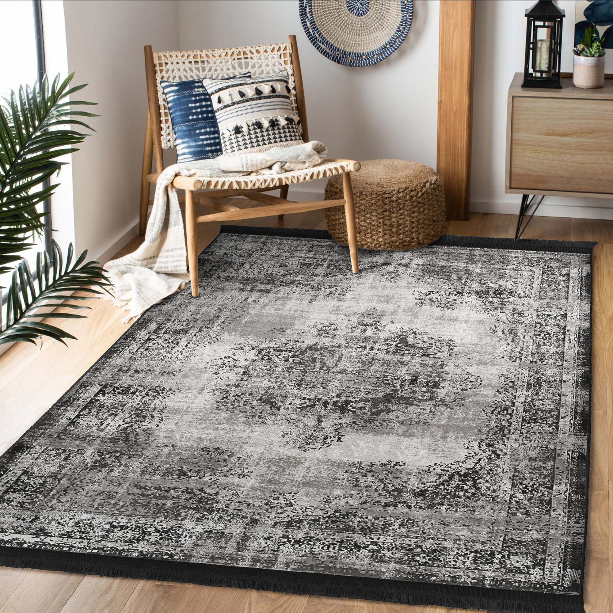 Modern Neutral Washable Area Rug