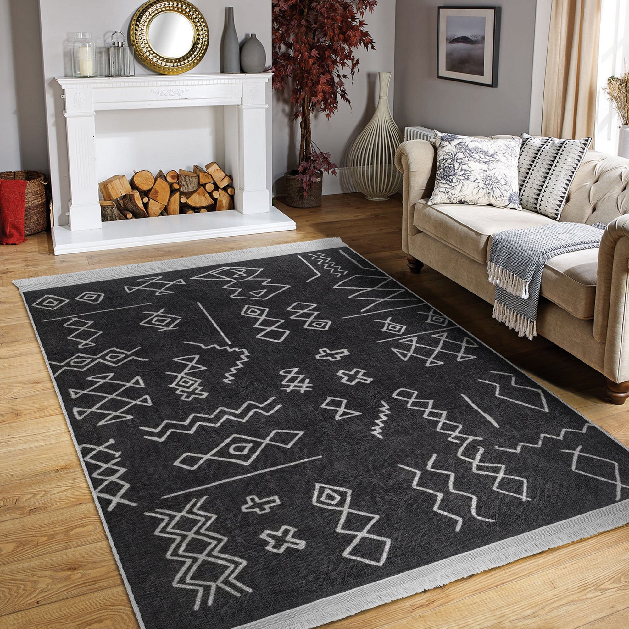 Aztec Style Washable Area Rug