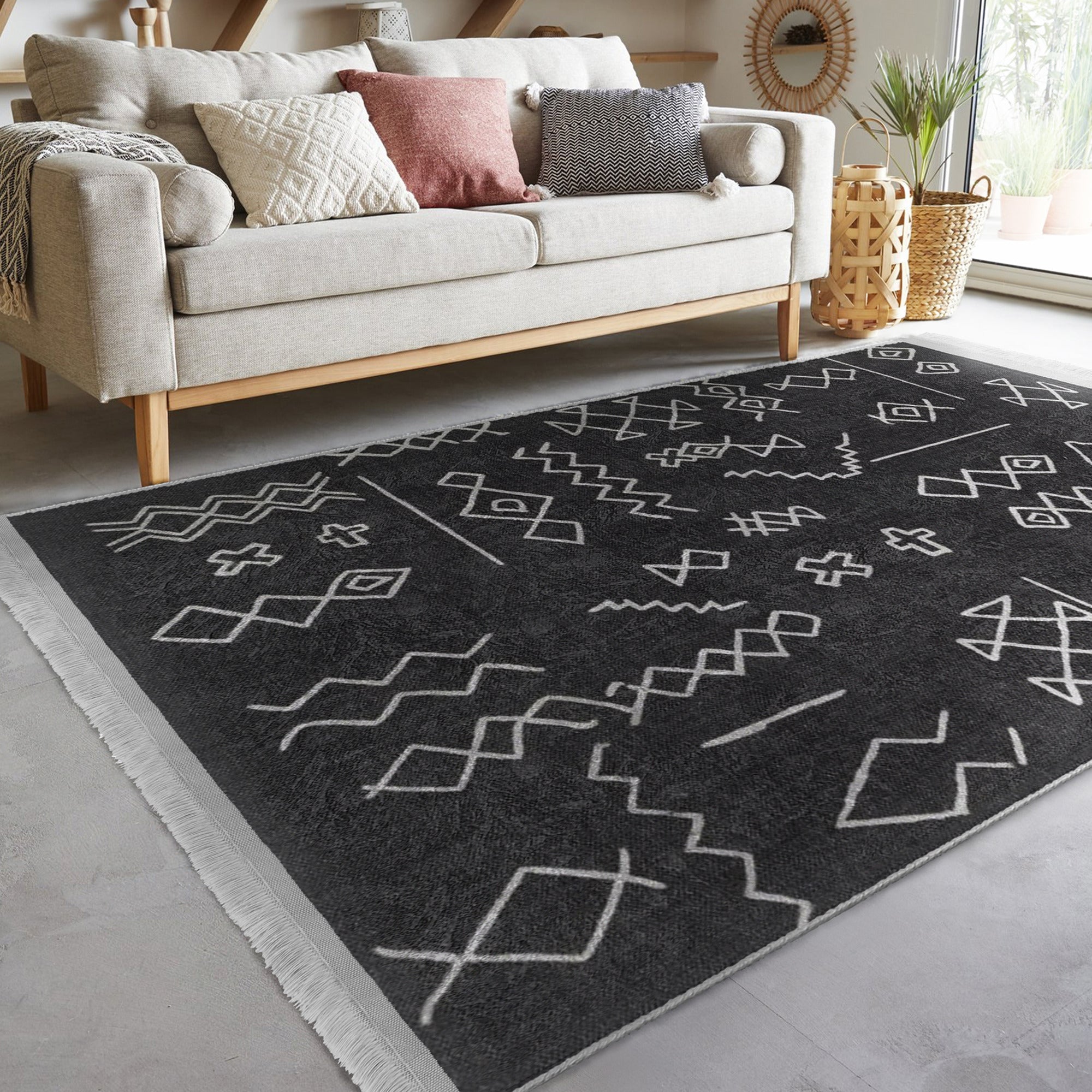 Aztec Style Washable Area Rug