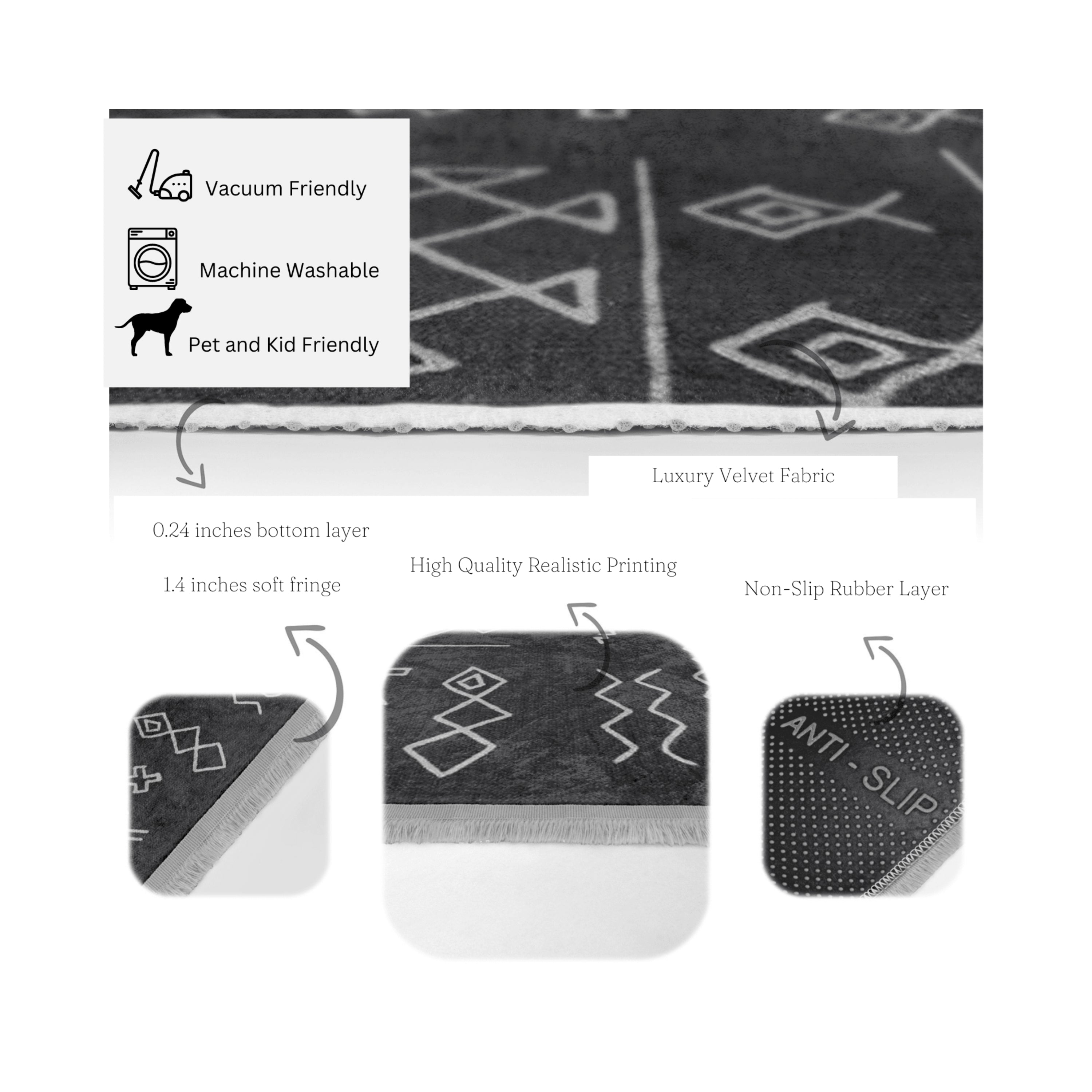 Aztec Style Washable Area Rug