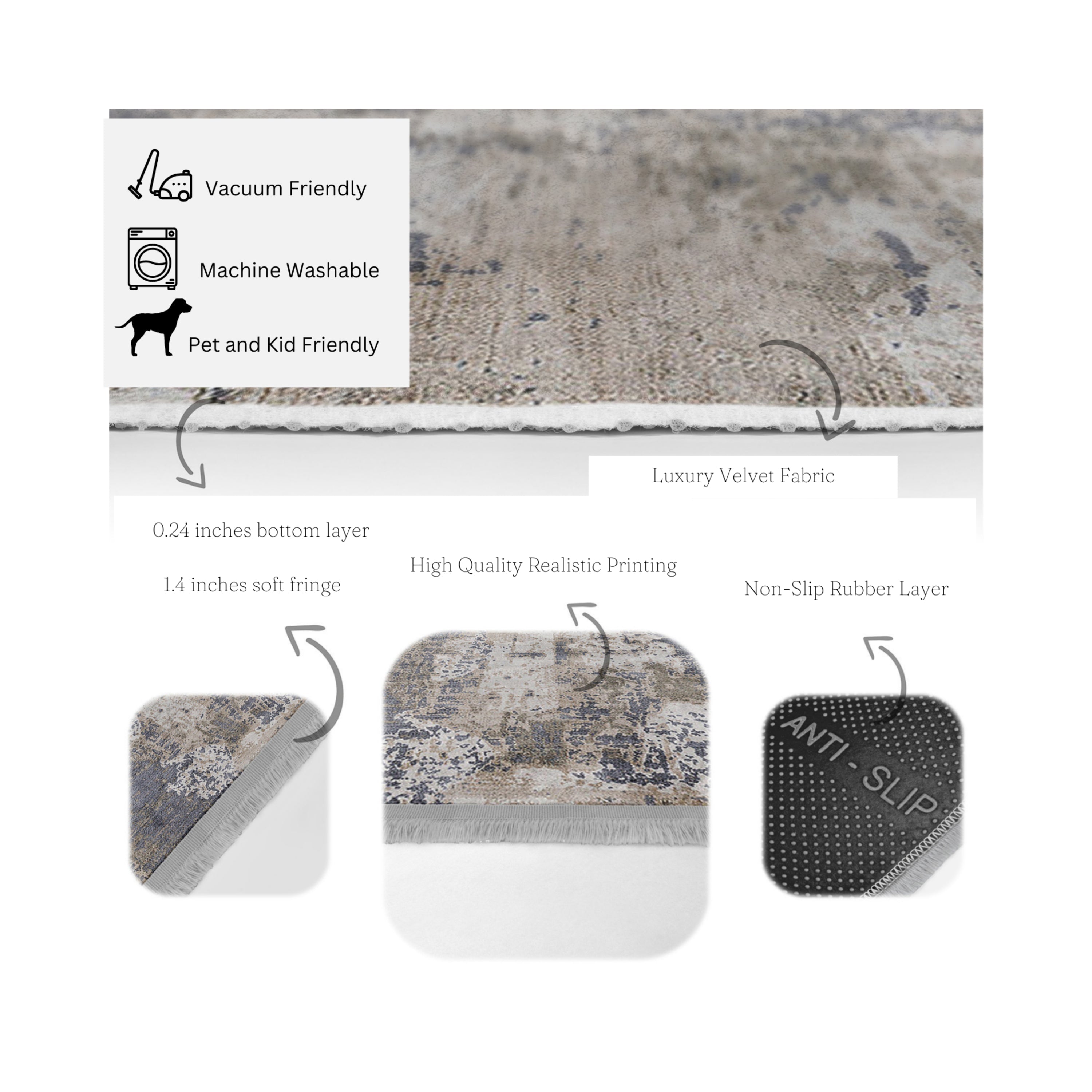 Modern Decorative Washable Area Rug