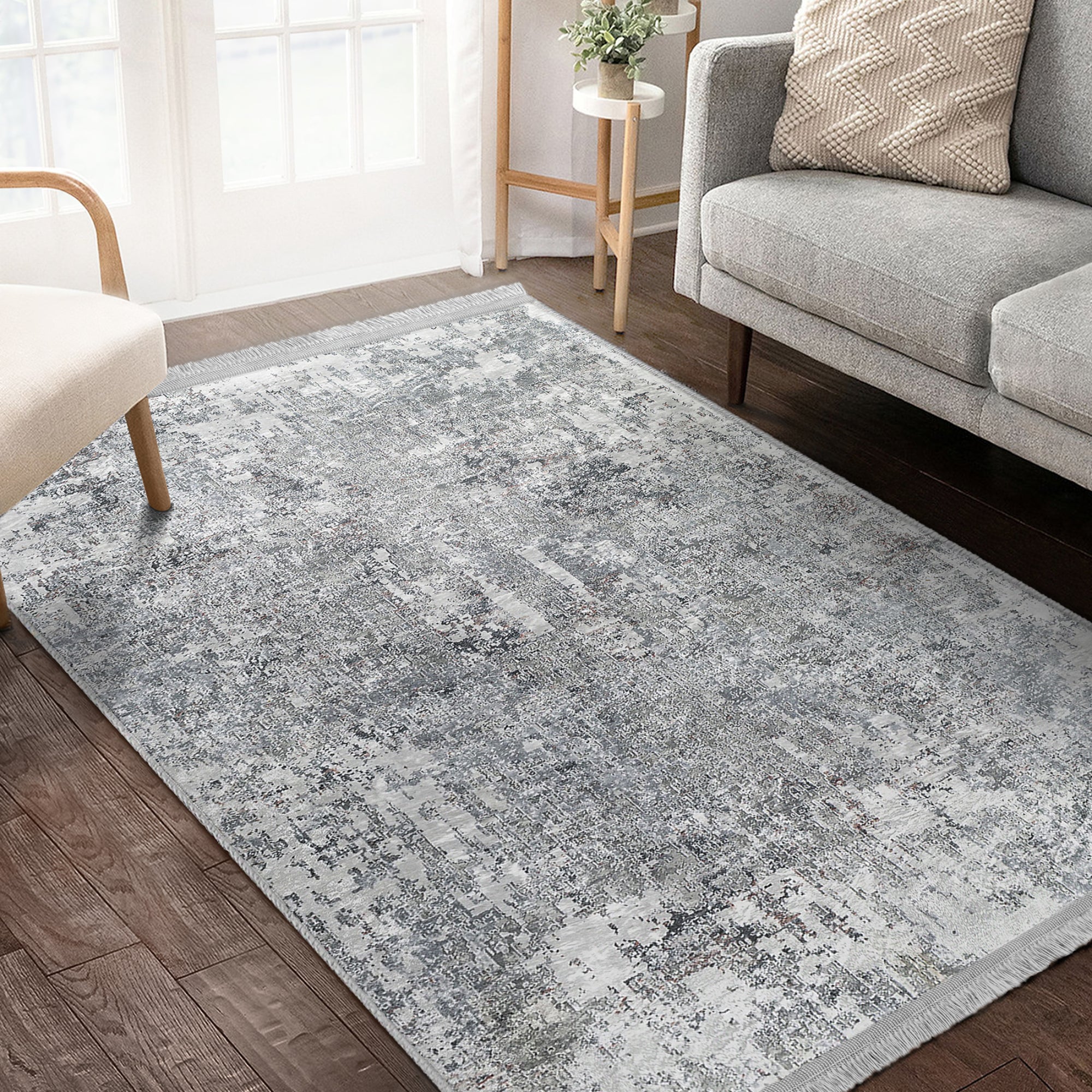 Grey Bedroom Washable Area Rug