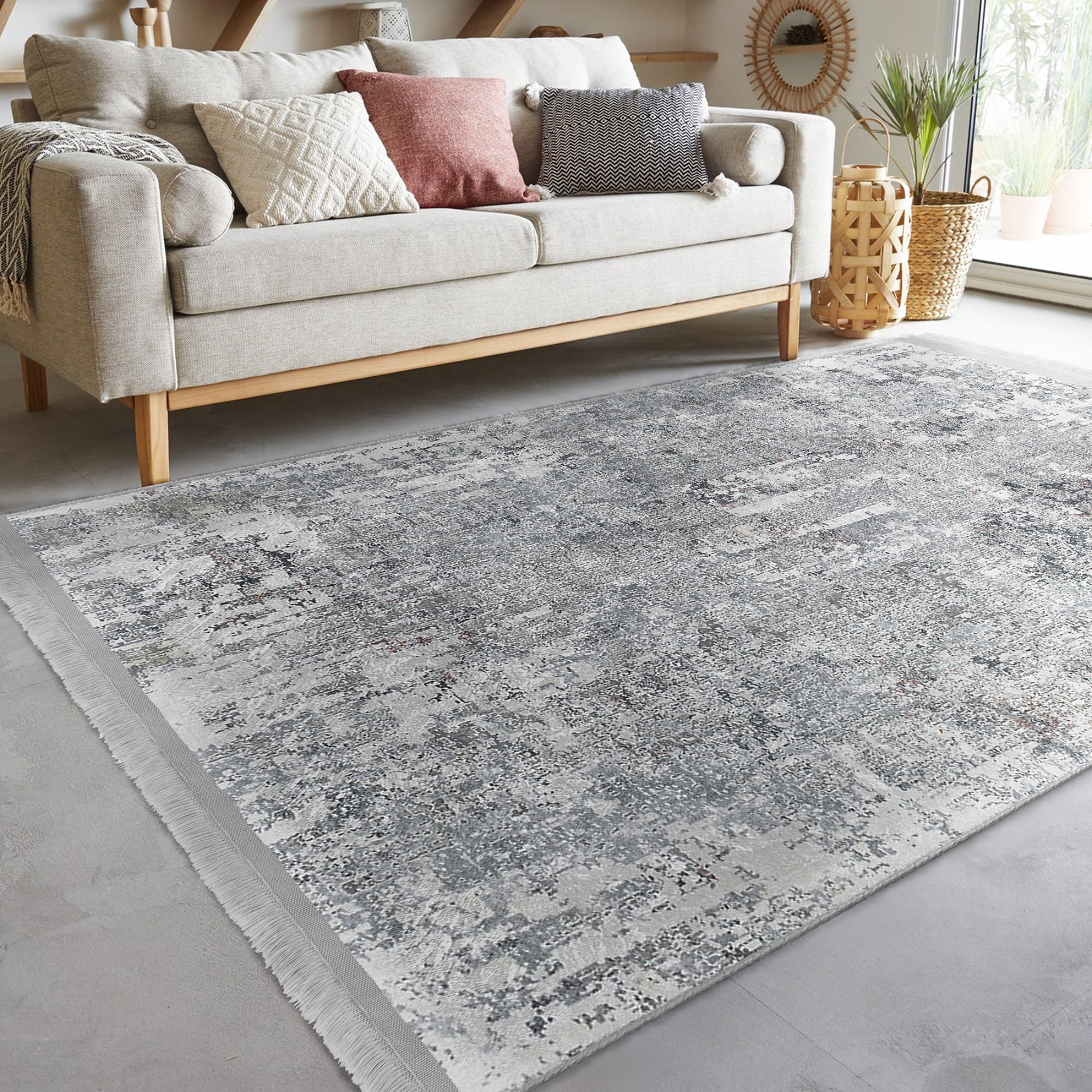 Grey Bedroom Washable Area Rug