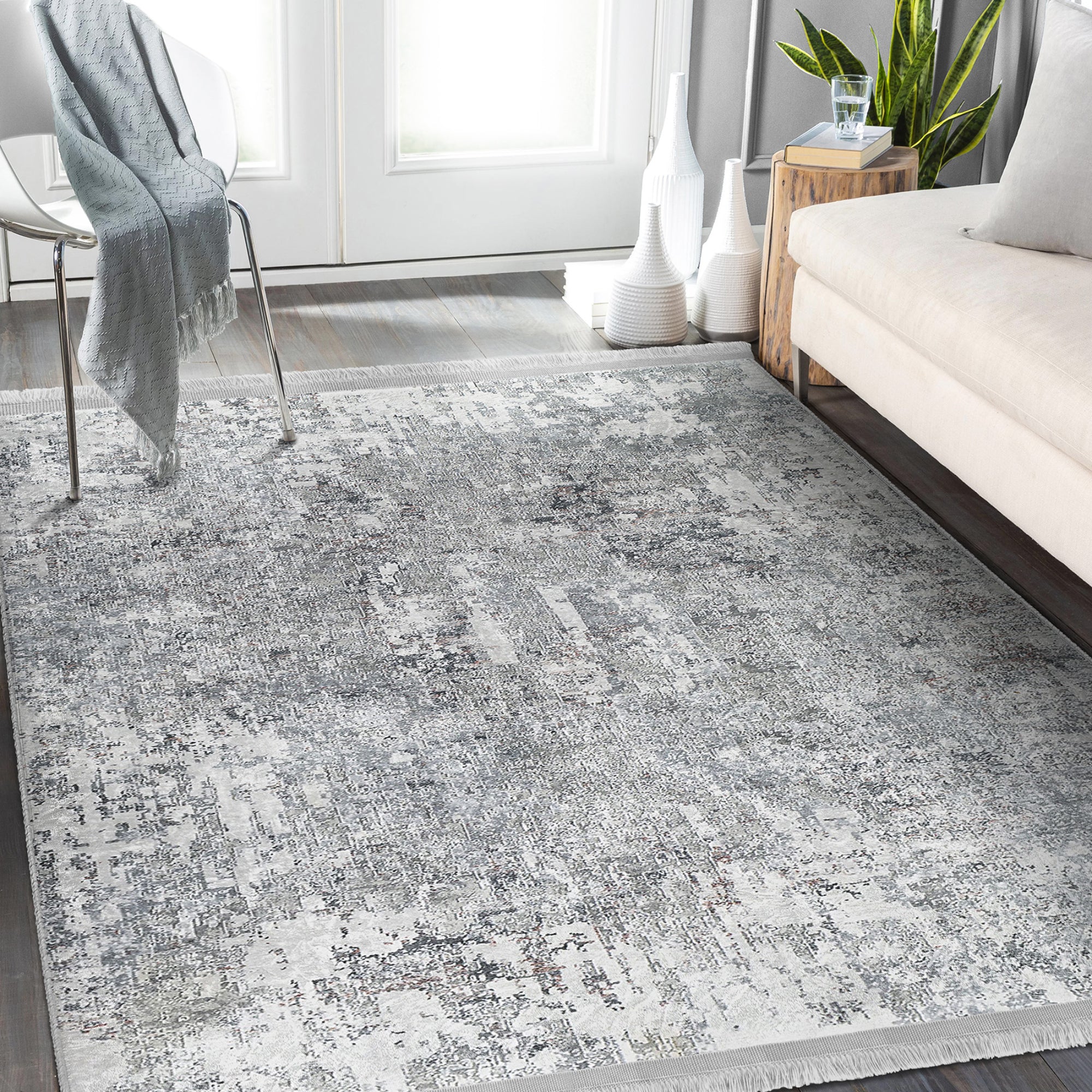 Grey Bedroom Washable Area Rug