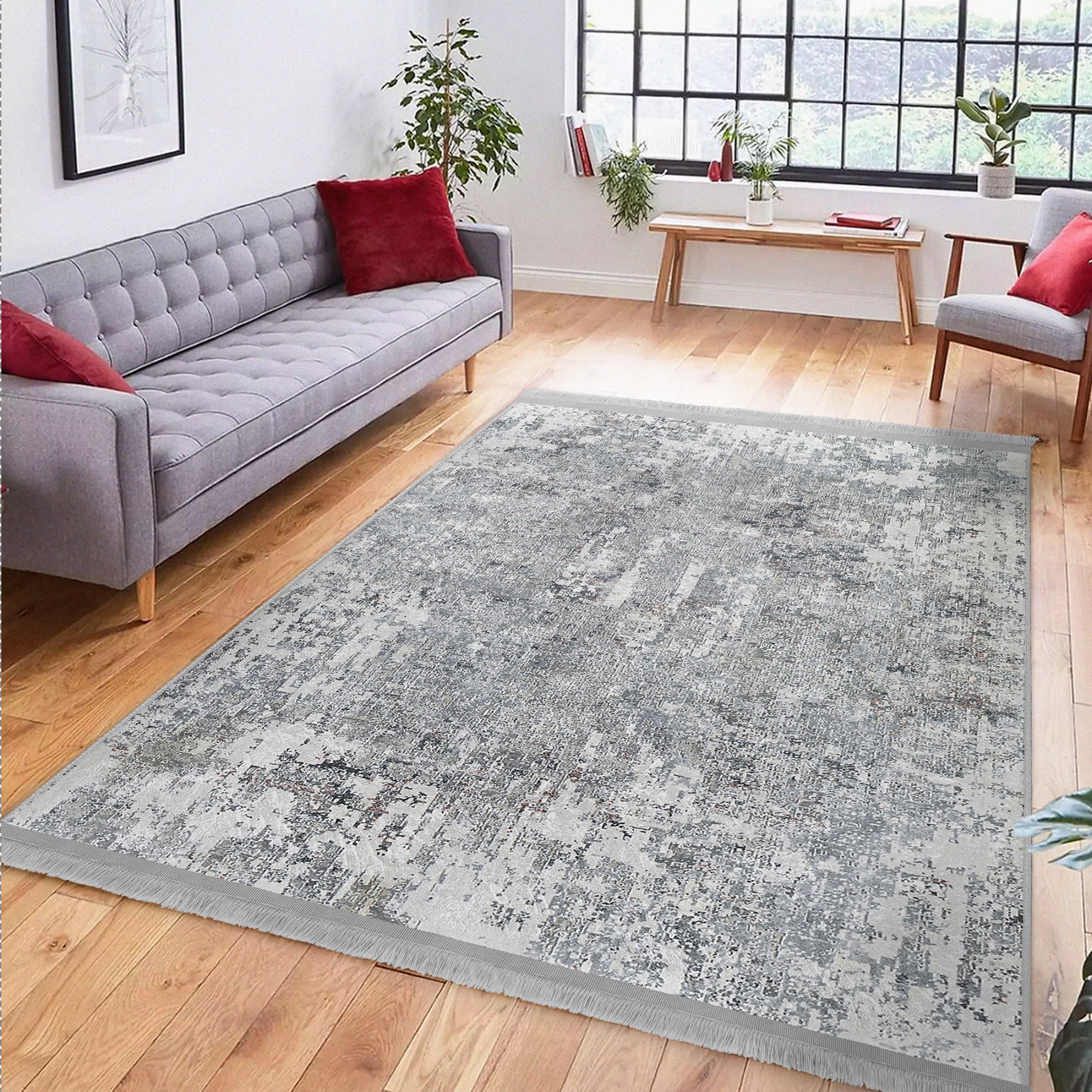 Grey Bedroom Washable Area Rug