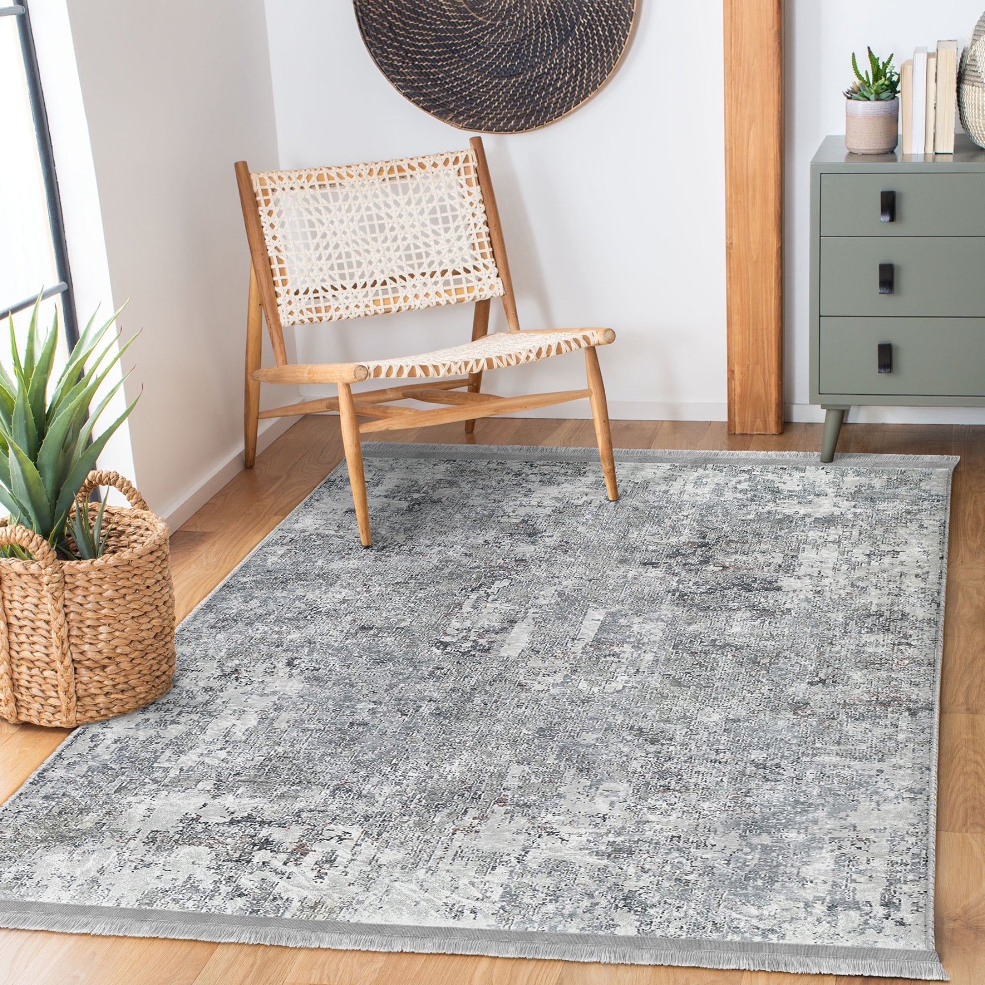 Grey Bedroom Washable Area Rug
